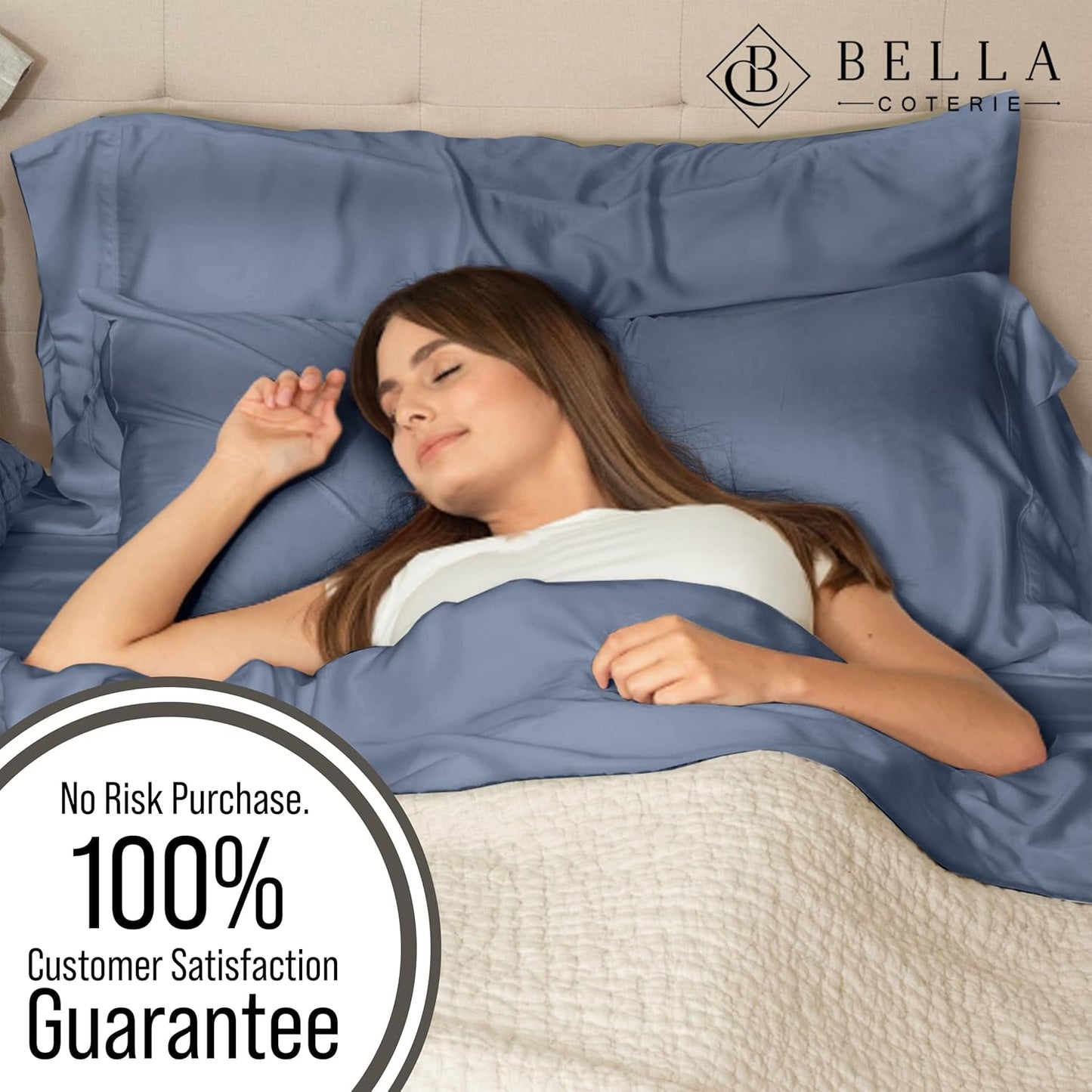 Bella Coterie Luxury Bamboo Viscose Split Top King Size Sheet Set | 100% Organically Grown | Ultra Soft | 34" Split | Cooling for Hot Sleepers | 18" Deep Pocket [Slate Blue]