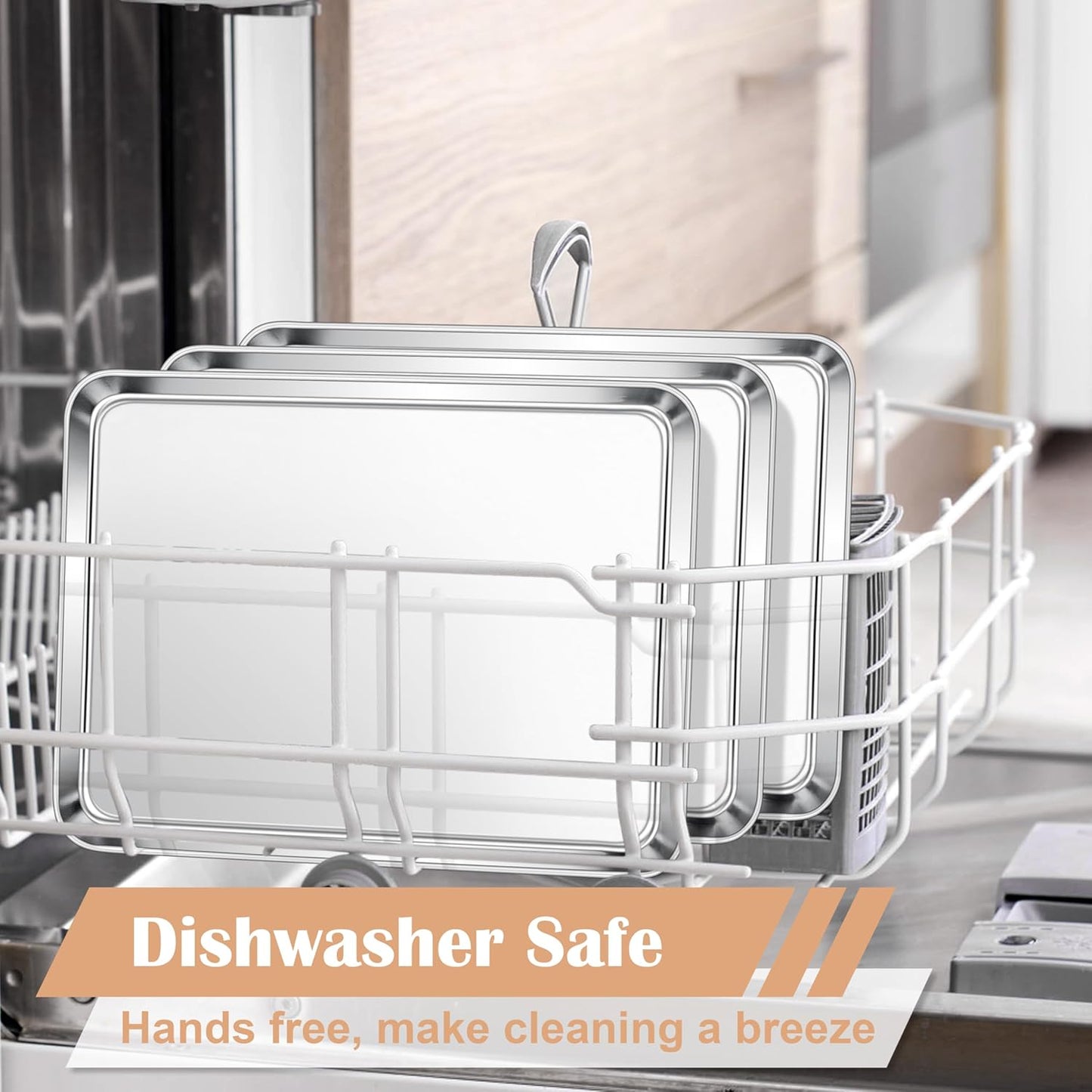 E-far Baking Sheets Set of 3, 16” x12” x 1” Stainless Steel Cookie Sheets Pans for Oven, Non-toxic Metal Trays for Baking Cake Cookie, Healthy & Rust Free, Mirror Finish & Dishwasher Safe