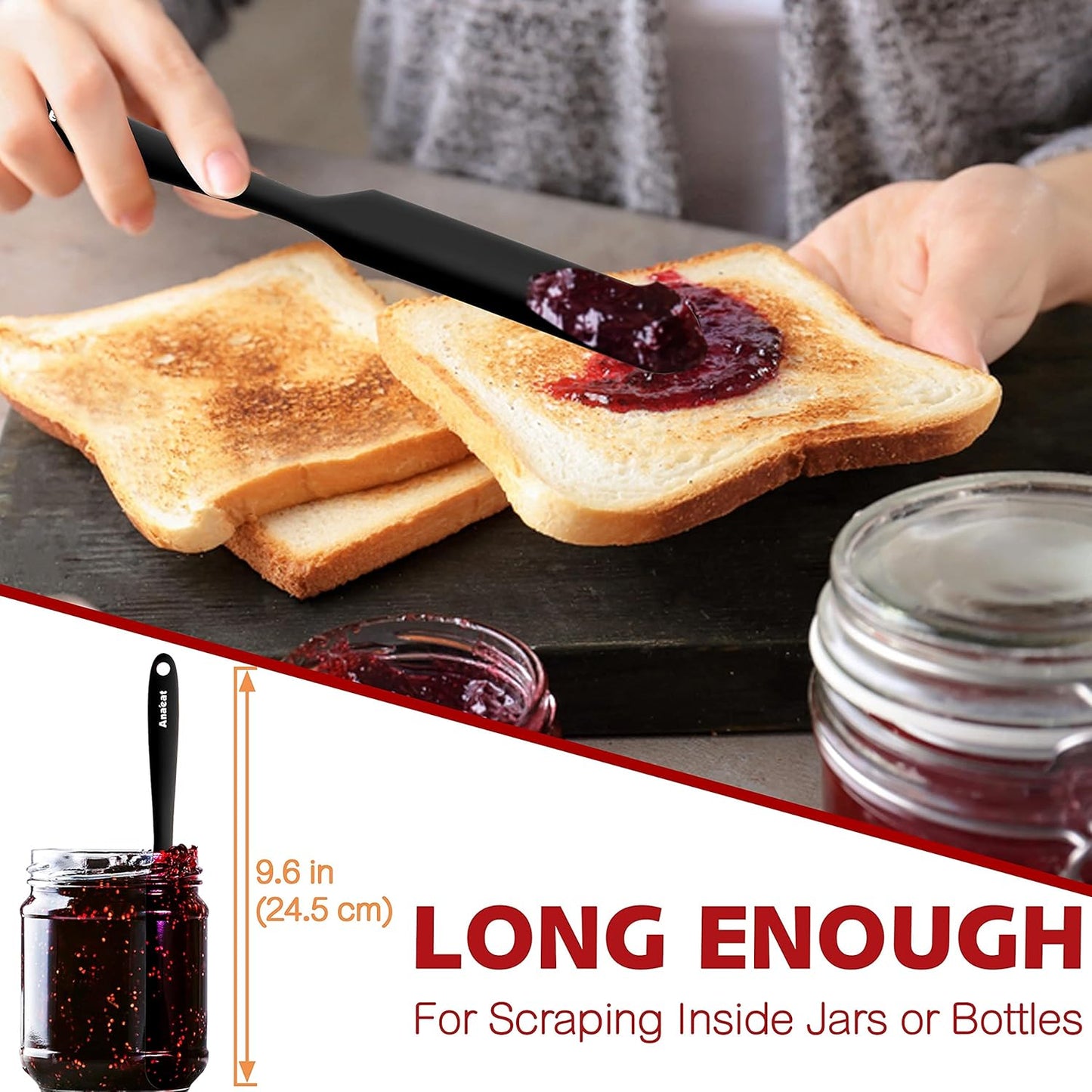 Anaeat Heat Resistant Silicone Spatula Set of 8 - Seamless One-Pieces Design, Non-Stick Rubber Spatulas & Mini Kitchen Scraper Flexible for Non-stick Cookware - Easy Baking, Cooking, Scraping & Mixing