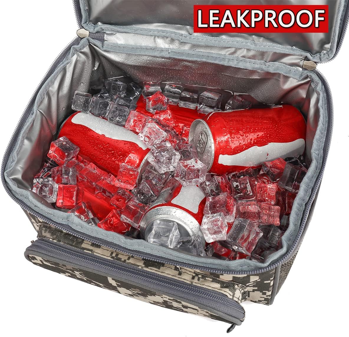 FlowFly Double Layer Cooler Insulated Lunch Bag Adult Lunch Box Large Tote Bag for Men, Women, With Adjustable Strap,Front Pocket and Dual Large Mesh Side Pockets