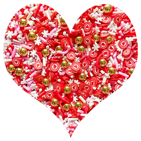 EHOPE Fake Sprinkles Resin Sprinkles Fake Candy Sprinkles Clay Sprinkles Polymer Sprinkles Polymer Clay Slices for Nail Art DIY Crafts Cake Phone Case(40G-Red Heart+Snowflake-32)