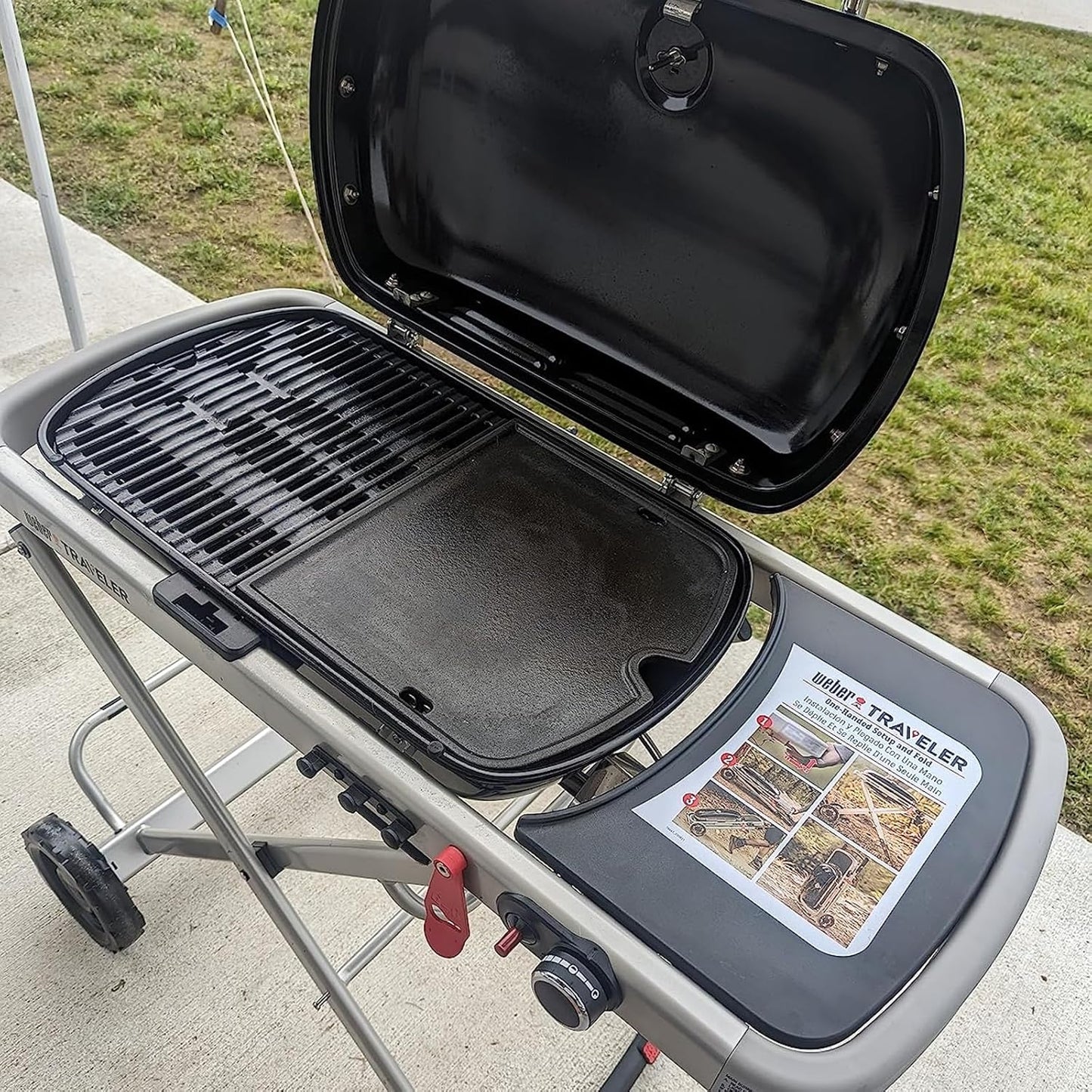 7034 Cast Iron Griddle for Weber 9010001 Traveler Portable Gas Grill, Replacement for Weber9010001, 9013001, 9020001 Gas Grill Accessories, Compatible with Weber Traveler Griddle Part