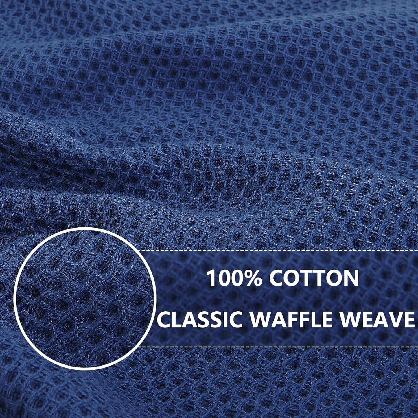 Homaxy 100% Cotton Oversized Waffle Weave Kitchen Dish Towels, Ultra Soft Absorbent Quick Drying Cleaning Towel, 20 x 28 Inches, 4-Pack, Navy Blue