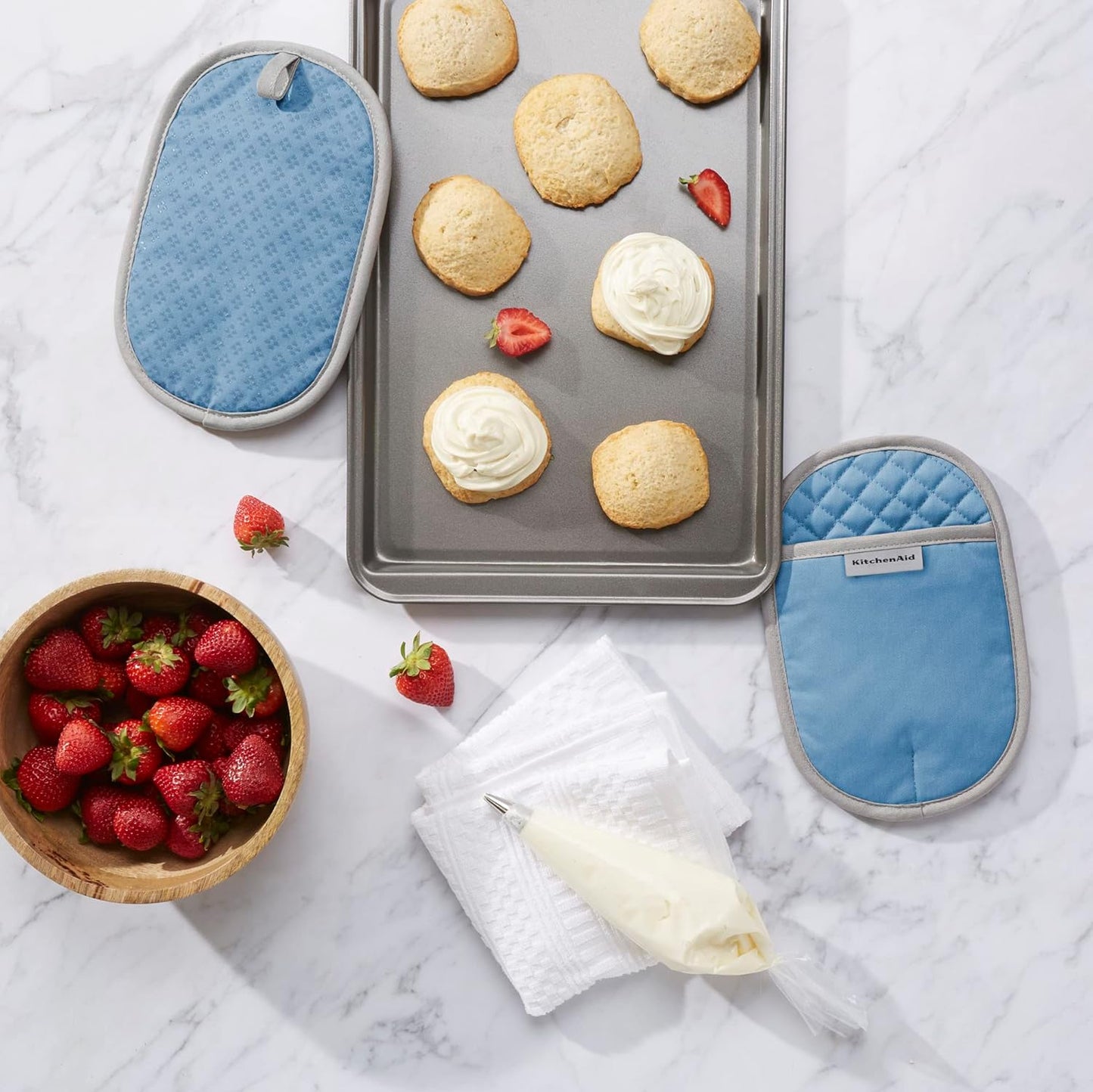 KitchenAid Asteroid Pot Holder 2-Pack Set, Blue Velvet, 6.5"x10"