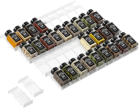 Famhap Spice Drawer Organizer, 36PCS Interlocking Expandable Seasoning Rack Tray Insert for Kitchen Drawers, Spice Rack Drawer for Spice Jars