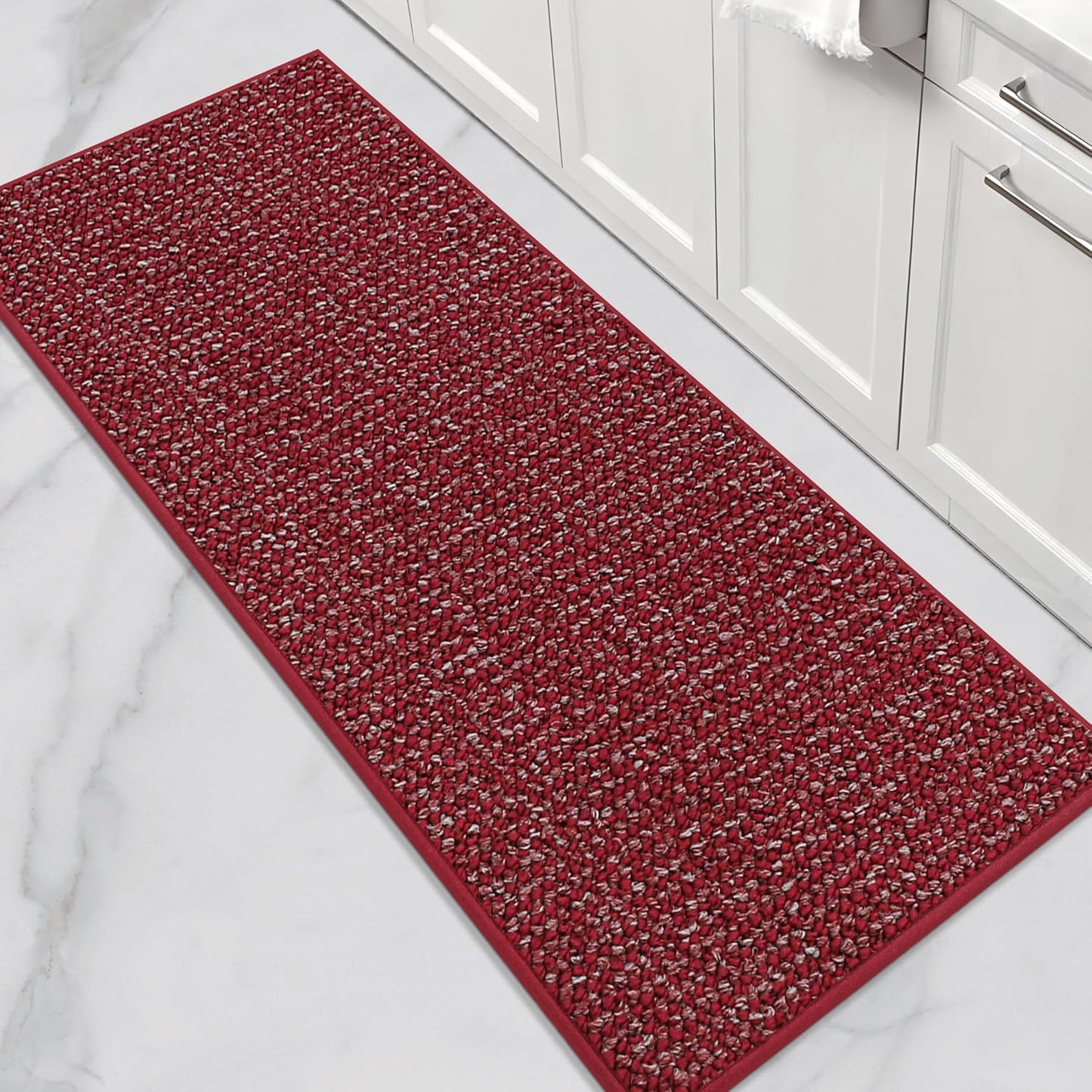 BEQHAUSE Kitchen Runner Rugs 24"x60", Non-Slip Kitchen Mats for Floor, Super Absorbent and Stain Resistant Kitchen Rug, Machine Washable Rugs for Kitchen, Hallway, Laundry & Sink, Red
