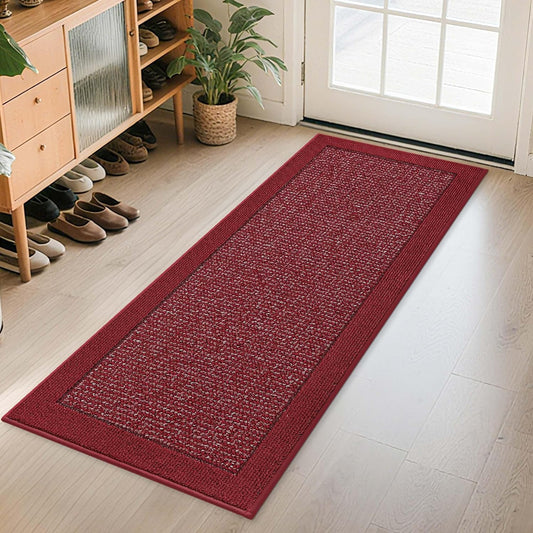 BEQHAUSE Indoor Door Mat 24" x 60", Dirt Trapper Door Mats Non-Slip Entryway Rugs Washable, Resist Dirt Absorbent Welcome Mat, Low Profile Floor Mats for Front Back Door and Entryway, Red