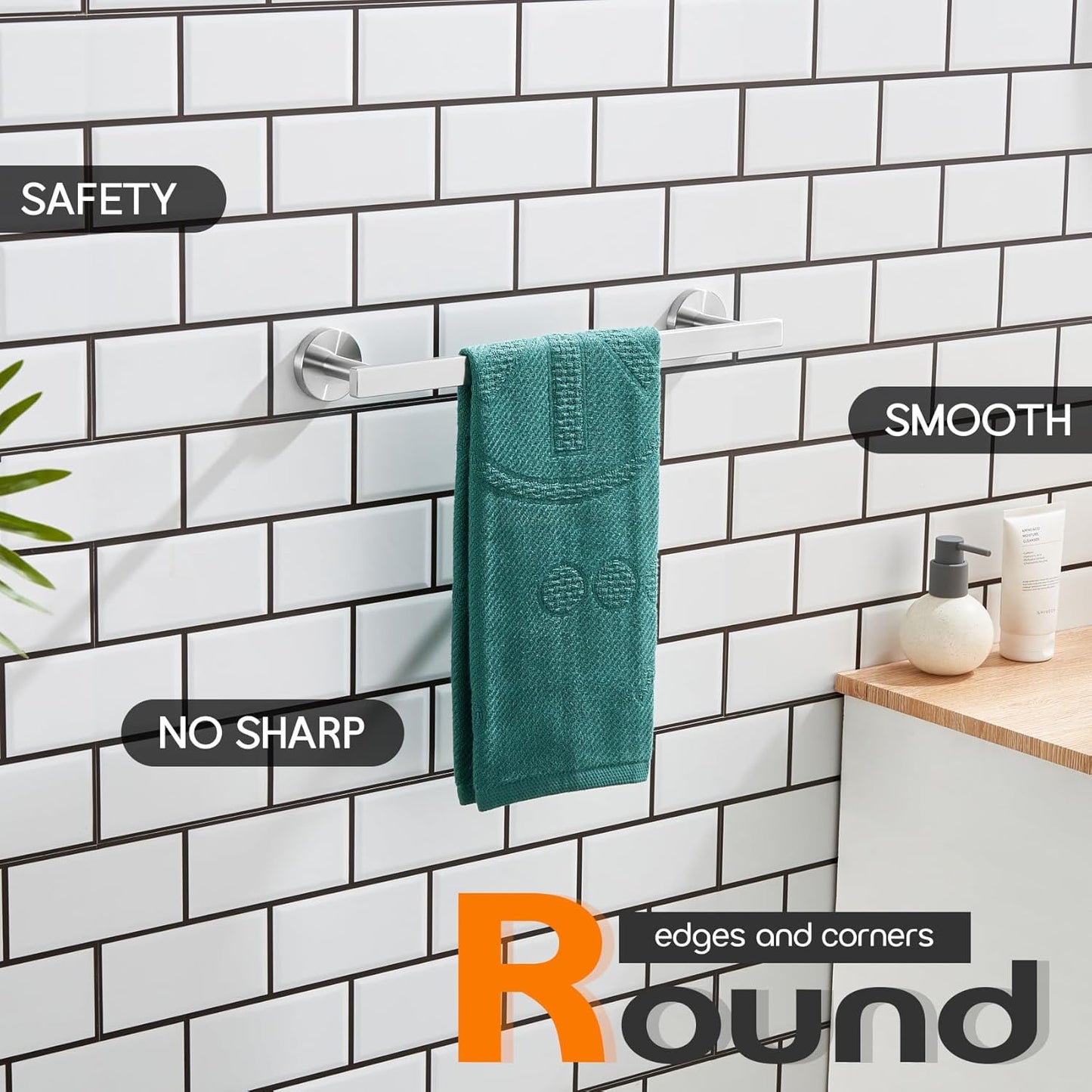 12 Inch Bathroom Towel Bar Bath Towel Rack Kitchen Towel Holder Towel Ring Wall Mounted SUS304 Stainless Steel Brushed Nickel AN4001BR-L12