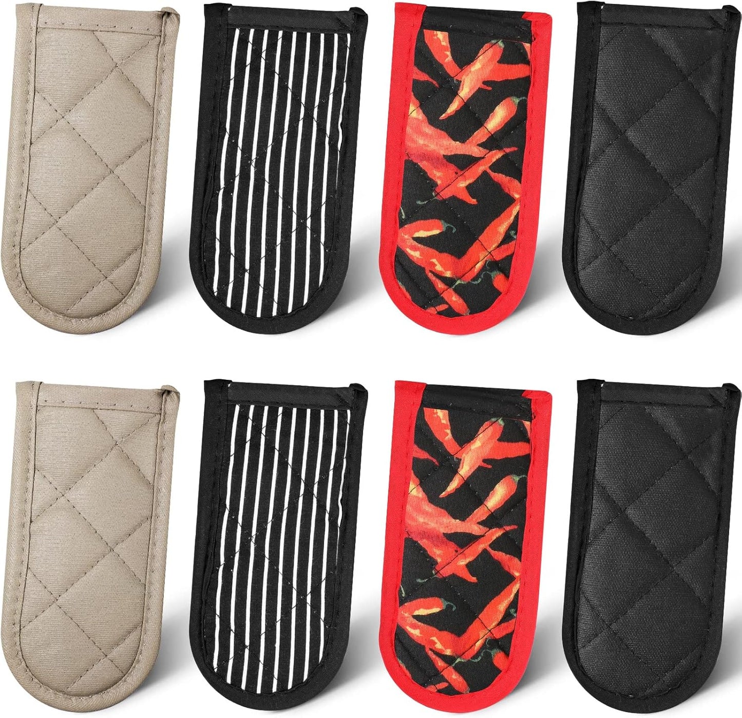 Geiserailie 8 Pieces Pan Handle Sleeve Heat Resistant Pot Sleeve Grip Non-Slip Skillet Pot Holder Machine Washable Cast Iron Handle Cover Cotton Assist Holder, 4 Styles, 3 x 6 Inch(Vivid Style)