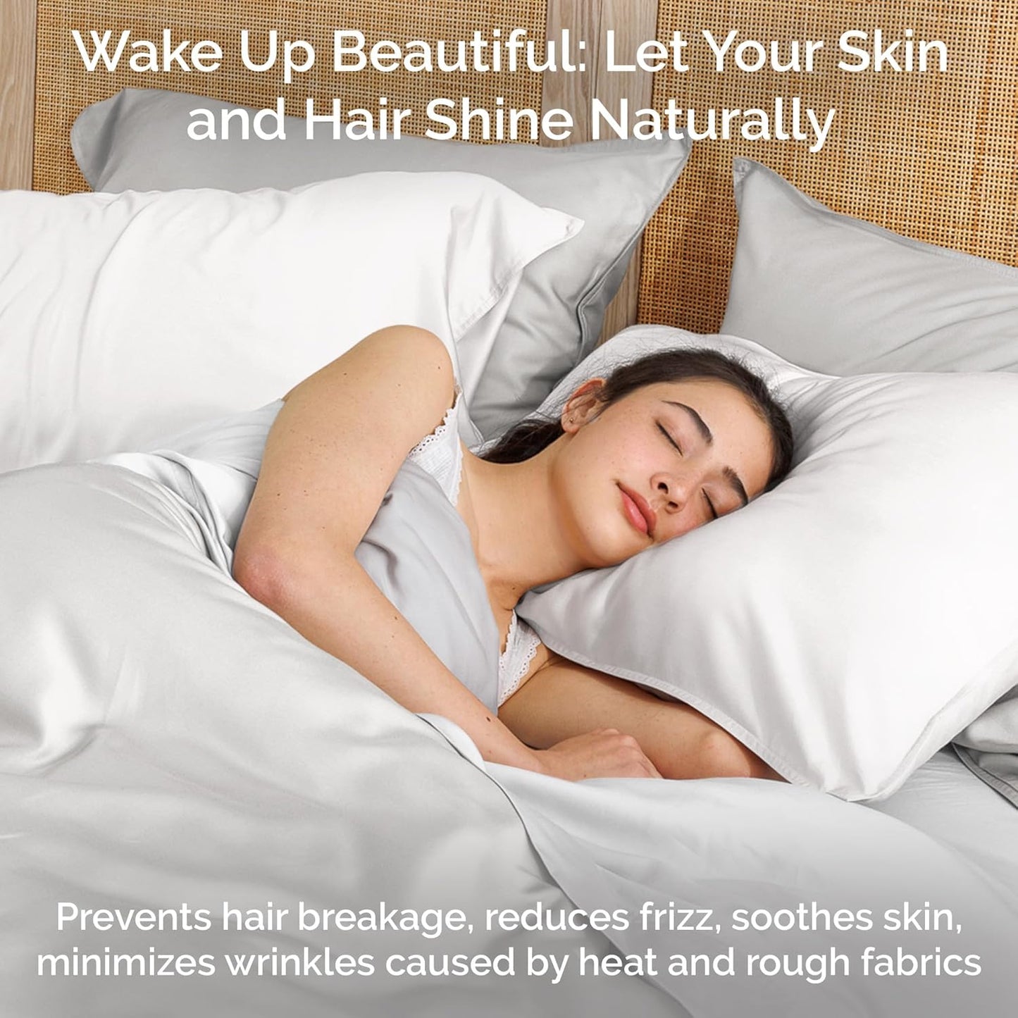 100% Viscose from Bamboo Sheets King Size, Super Soft Bedding Set, 4PC Cooling Sheets for Hot Sleepers, Vegan Silk Moisture Wicking, Organically Grown Bedsheet, White - 76" x 80"