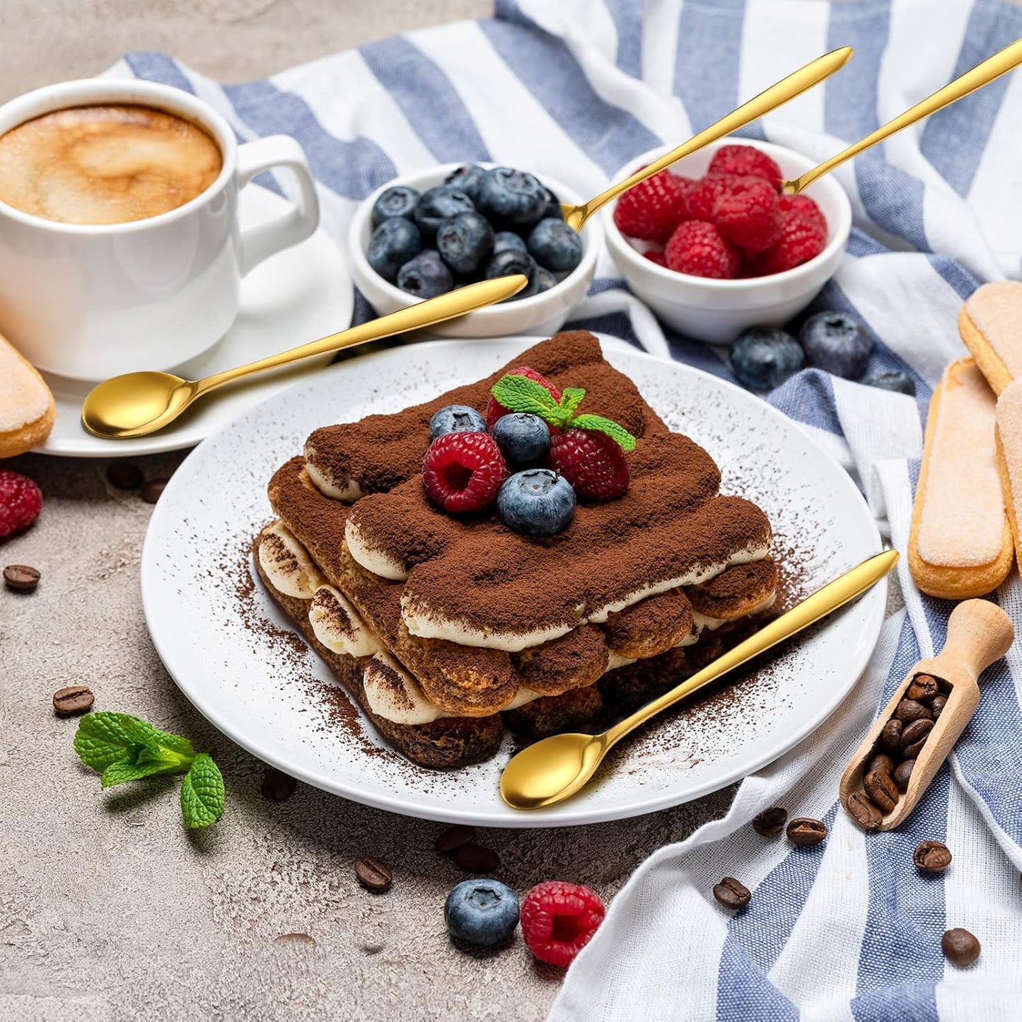 100 Pcs Demitasse Espresso Spoons Stainless Steel Bulk, 4.33'' Small Mini Coffee Tasting Dessert Spoons for Kitchen Dessert, Tea, Appetizer, 1.18'' Wide(Classic Style,Gold)