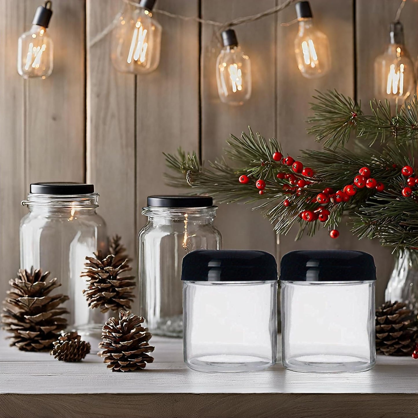Jarming Collections Mason Jars - 16 oz Glass Extra Wide Mouth Pint Storage Jars with BPA Free Plastic Lids - Made in USA