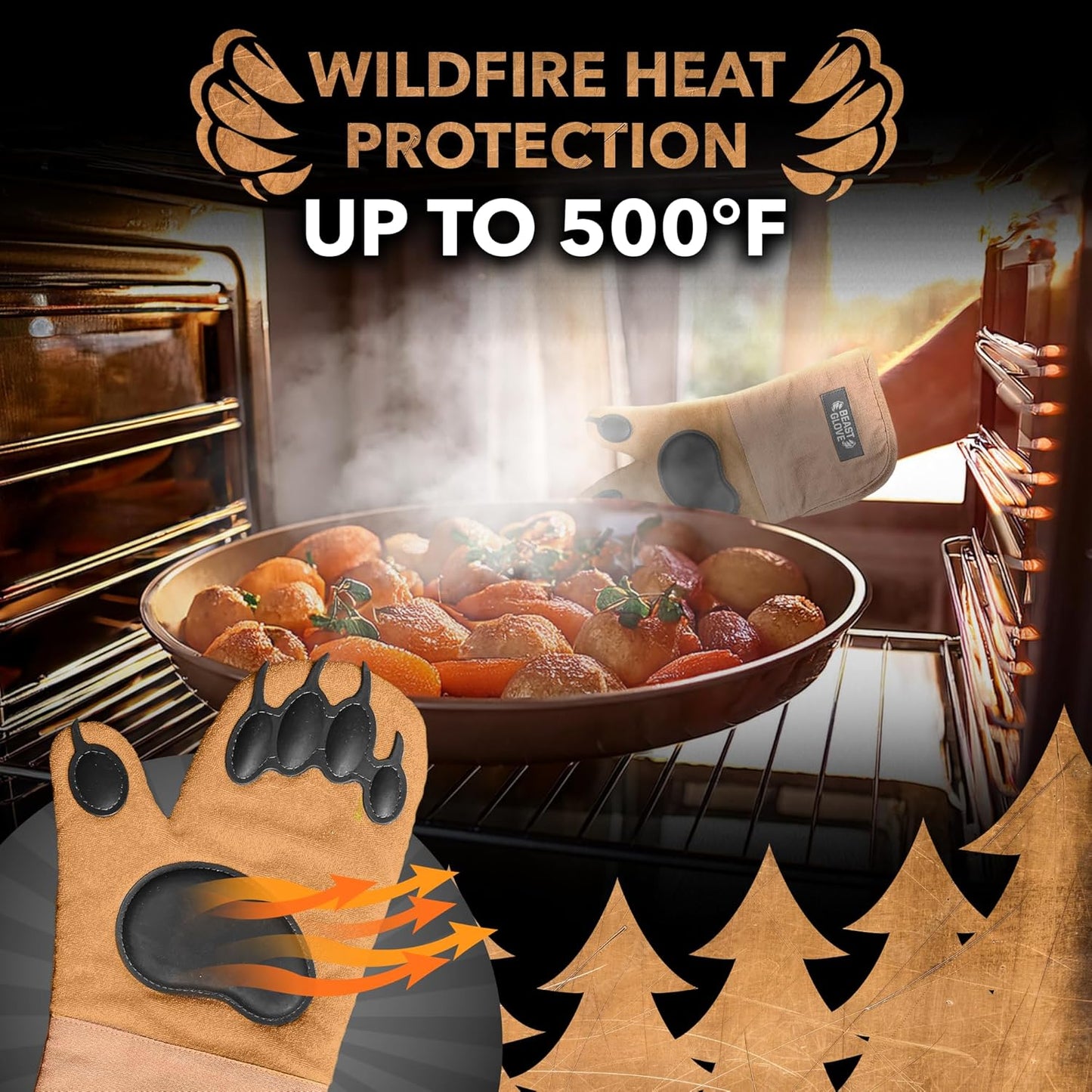 Bear Paw | Beast Glove Oven Mitts | Bear Hands Oven Mitts | Kitchen Pot Holders Set | Heat Resistant Oven Mittens for Kitchen