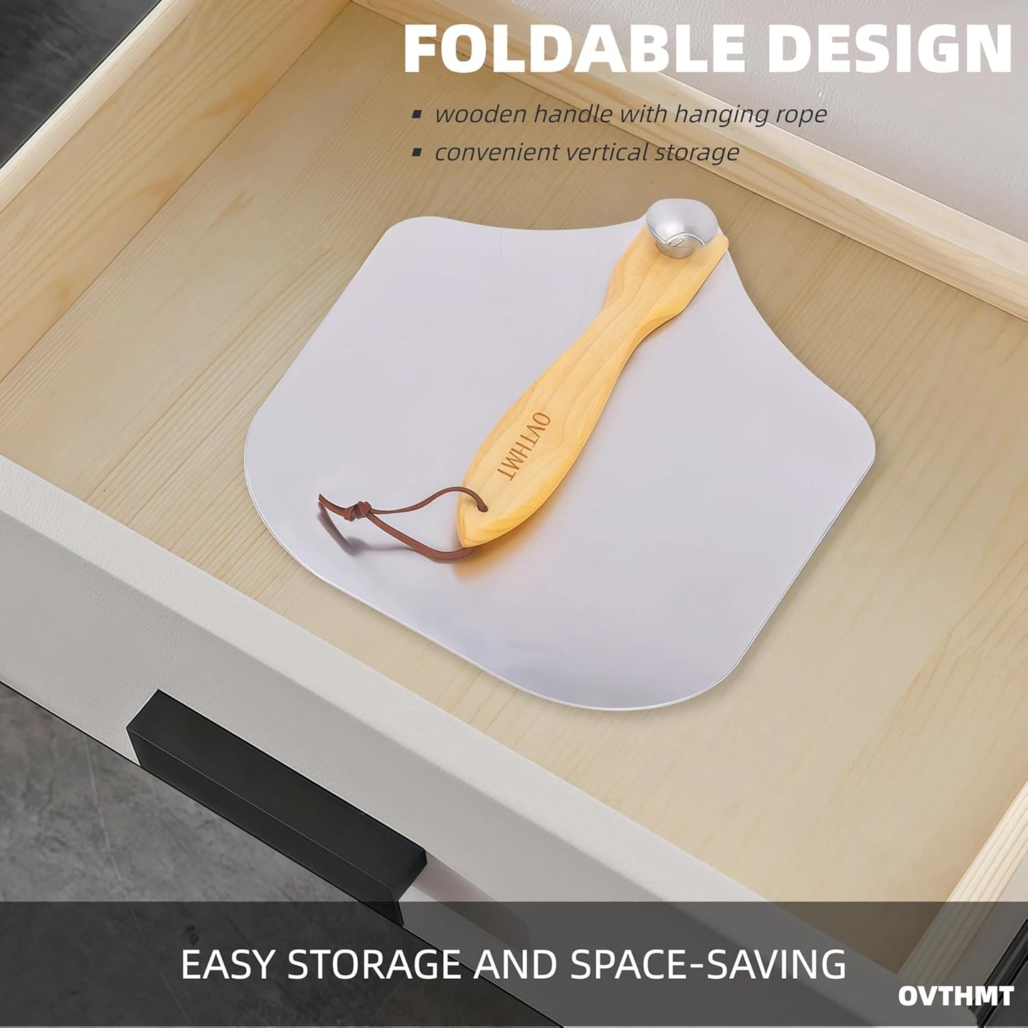 Pizza Peel 12 inch, Aluminum Pizza Paddle 12 x 14 inch with Foldable Wood Handle, Pizza Turning Peel, Pizza Spatula For Oven, Bread, Pastry, Dough, Cake, Pizza Spatula Paddle, Metal Pizza Peel