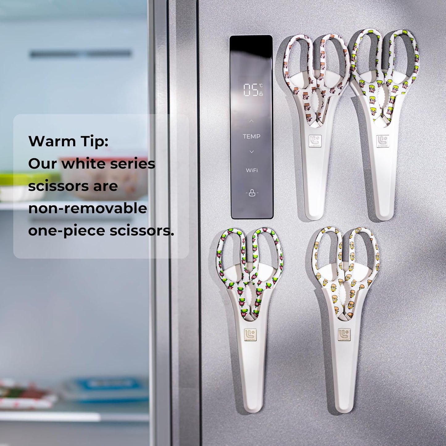 Linoroso Kitchen Scissors Heavy Duty Kitchen Shears with Magnetic Holder Made with Japanese Steel 4034, Multipurpose Ultra Sharp Cooking Scissors for Meat/Vegetables/BBQ/Herbs/Pizza (Graphic,Tiger)