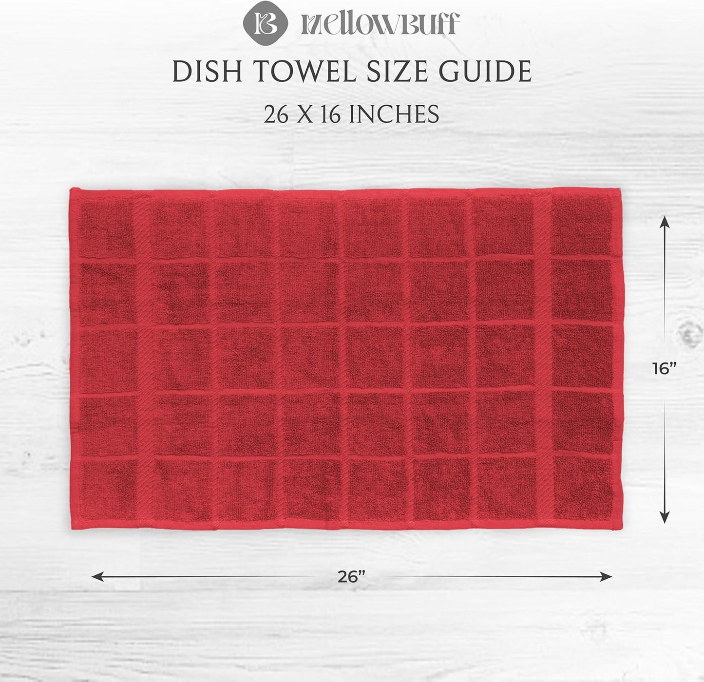 100% Cotton Terry Dish Towels, 4 Pack Plain, 16 x26 Inches, Super Soft and Absorbent Kitchen Towels, Perfect for Kitchen Cleaning and Dish Washing | RED