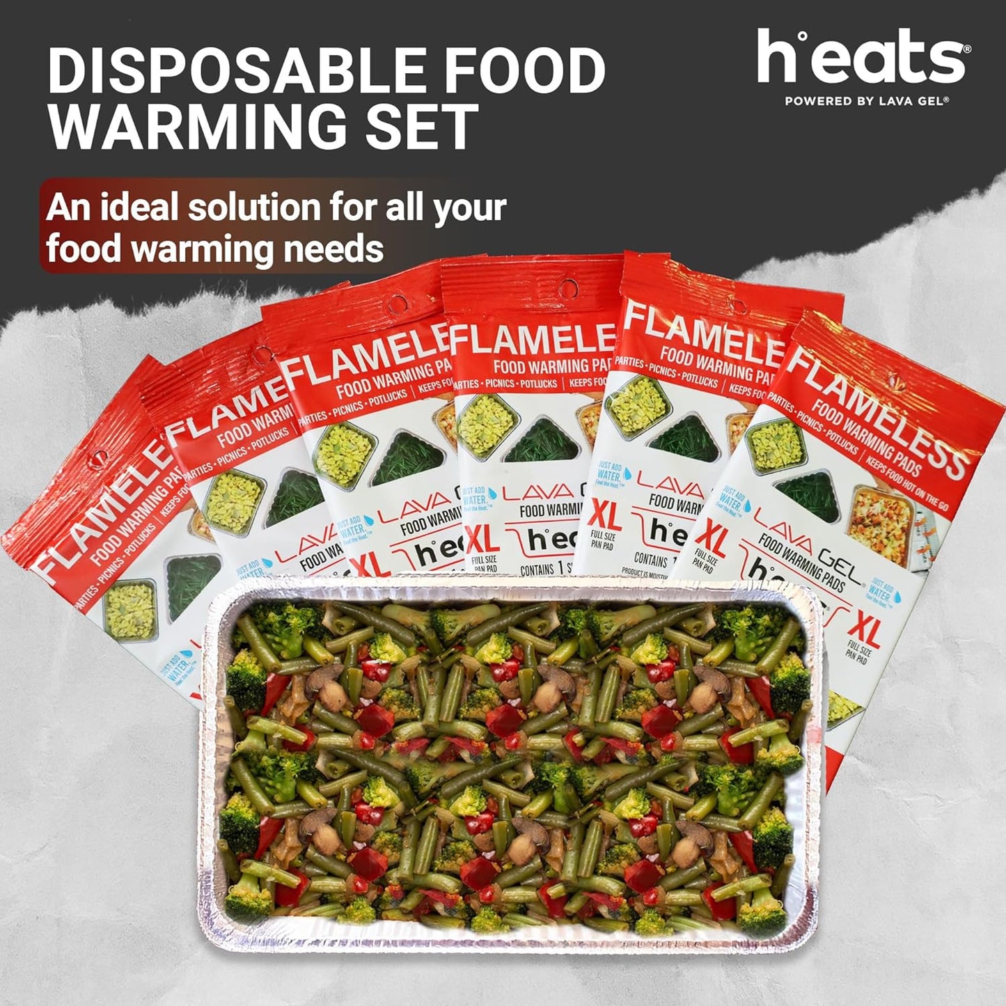 Flameless Food Warming Pads (6 Pack) - Food Warmers for Parties Buffet Disposable - Party Buffet Servers and Warmers for Full Size Pans - Heating Pads for Chafing Dish- Must-Have Catering Supplies