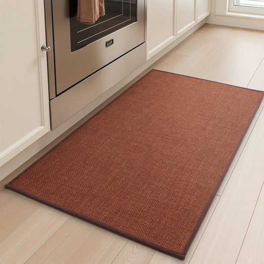tchdio Kitchen Mats for Floor, Rubber Backed Kitchen Rugs Non Slip Washable, Superior Absorbent Kitchen Runner Rug Easy to Clean, Comfort Kitchen Floor Mat Front of Sink (Burnt Orange, 20" × 47")