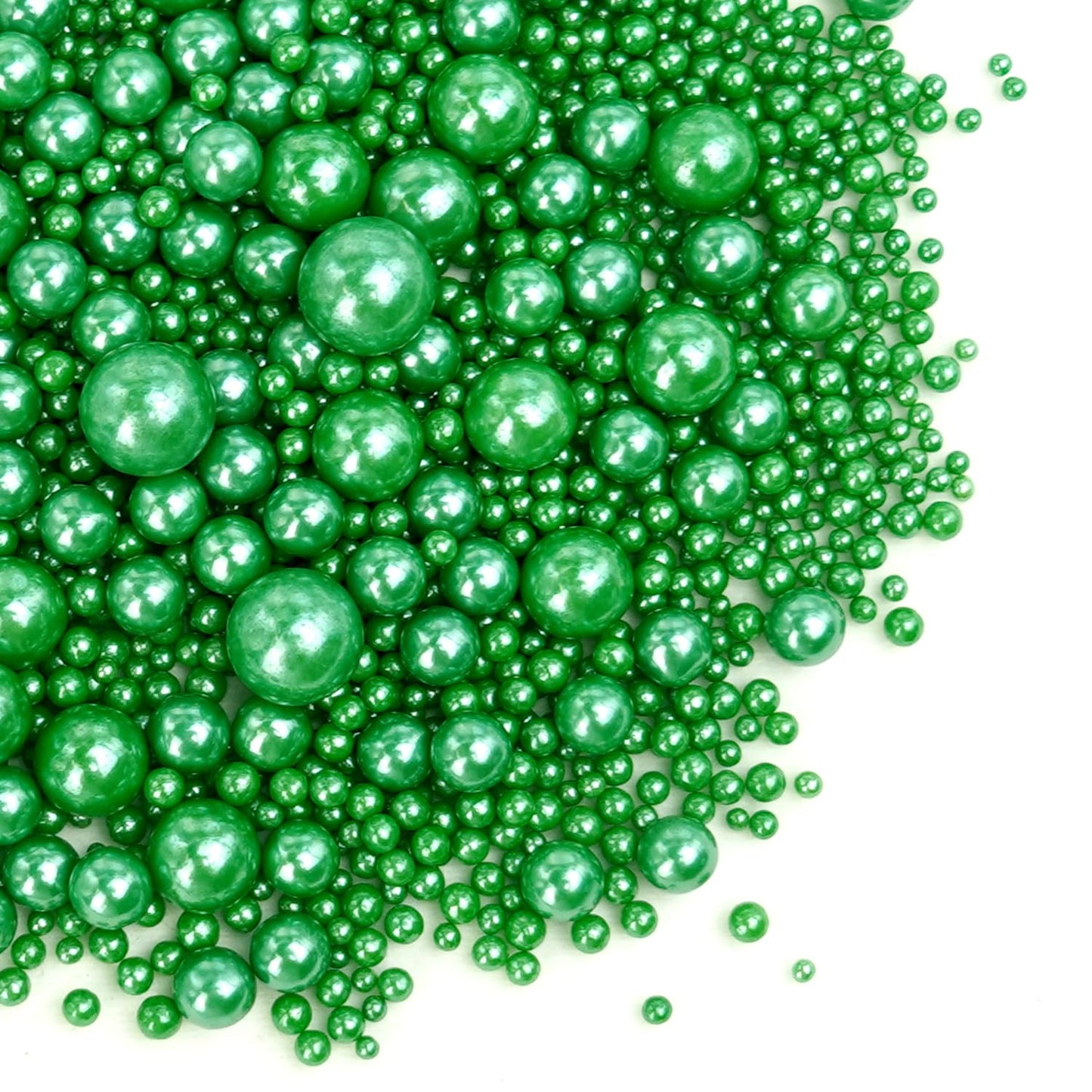 Edible Deep Green Pearl Sprinkles, 130g/4.58oz, Green Pearls Sprinkles for Cake Decorating, Cupcake Toppers, Cake Decorations
