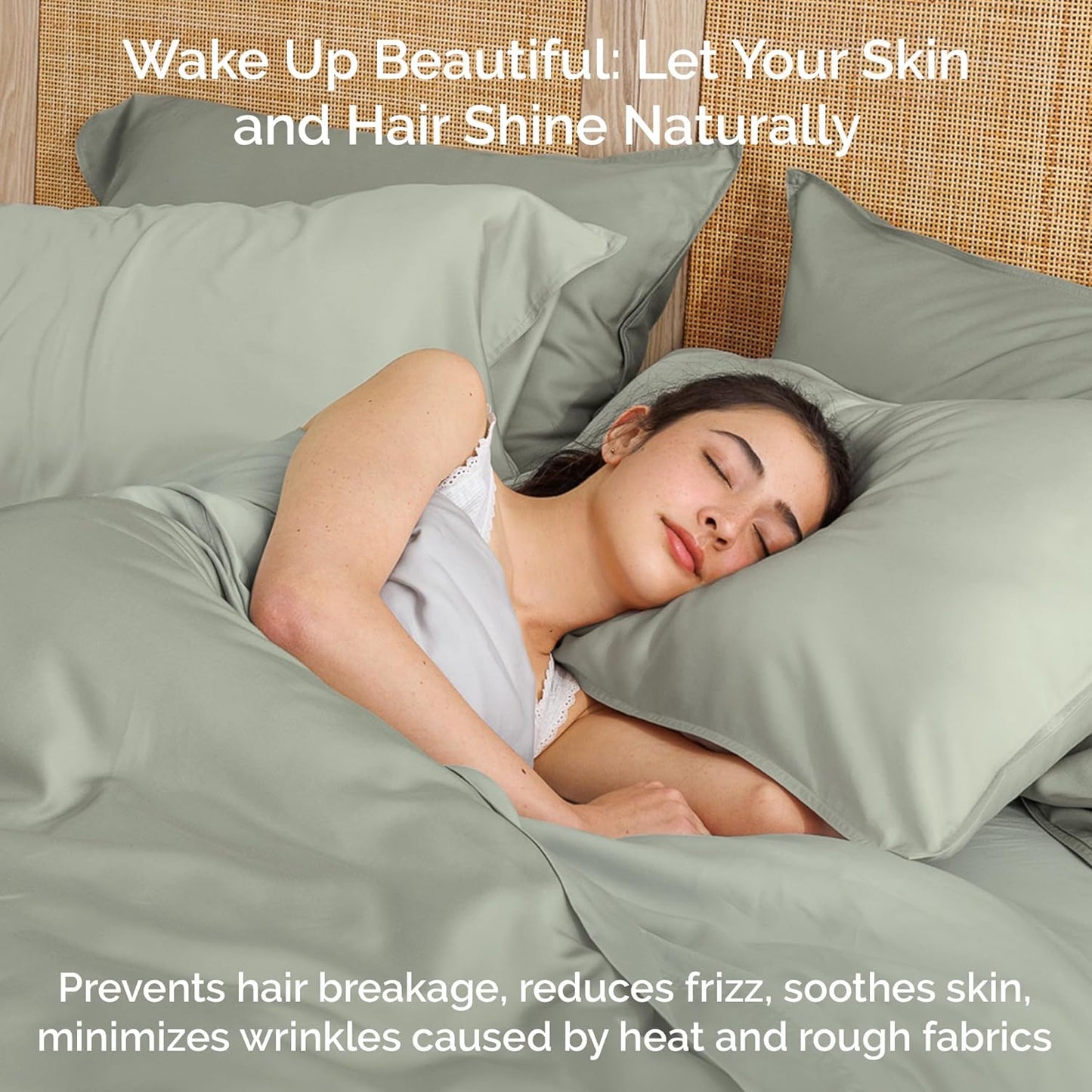 100% Viscose from Bamboo Sheets Queen Size, Super Soft Bedding Set, 4PC Cooling Sheets for Hot Sleepers, Vegan Silk Moisture Wicking, Organically Grown Bedsheet, Sage - 60" x 80"