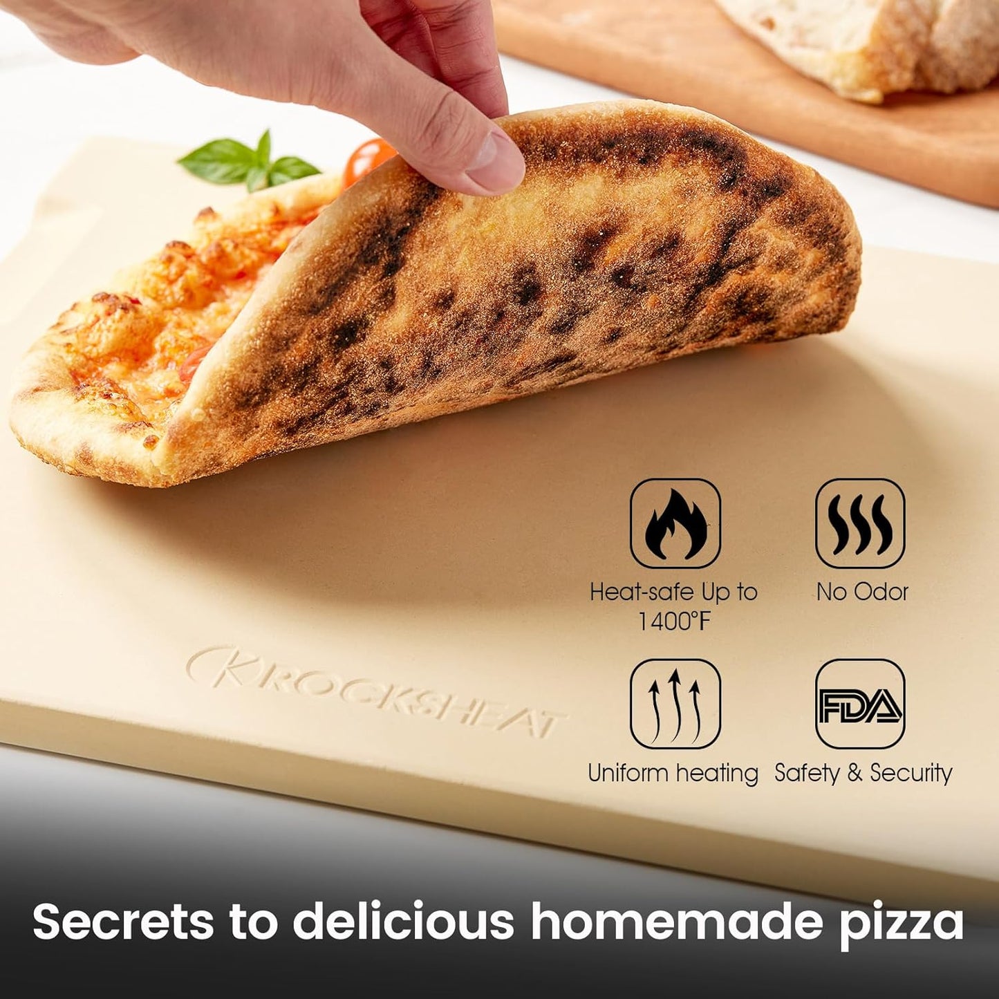 15x12 Inch Pizza Stone and Brush Set, Rectangle Pizza Baking Stone with Stainless Steel Bristle Grill Brush for Oven, Grill, BBQ, Cordierite Cooking Stone