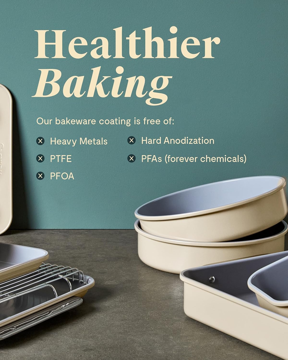 Caraway Non-Stick Ceramic 9” Circle Pans - Naturally Slick Ceramic Coating - Non-Toxic, PTFE & PFOA Free - Perfect for Birthday Cakes, Tartes, & More - Cream