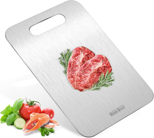 Stron- Dura Cutting Board - 304 Food Grade Stainless Steel Cutting Boards for Kitchen- for cutting Meat, Fruit, Vegetables, Outdoor or Indoor 11.5" X 8" (1, Small)