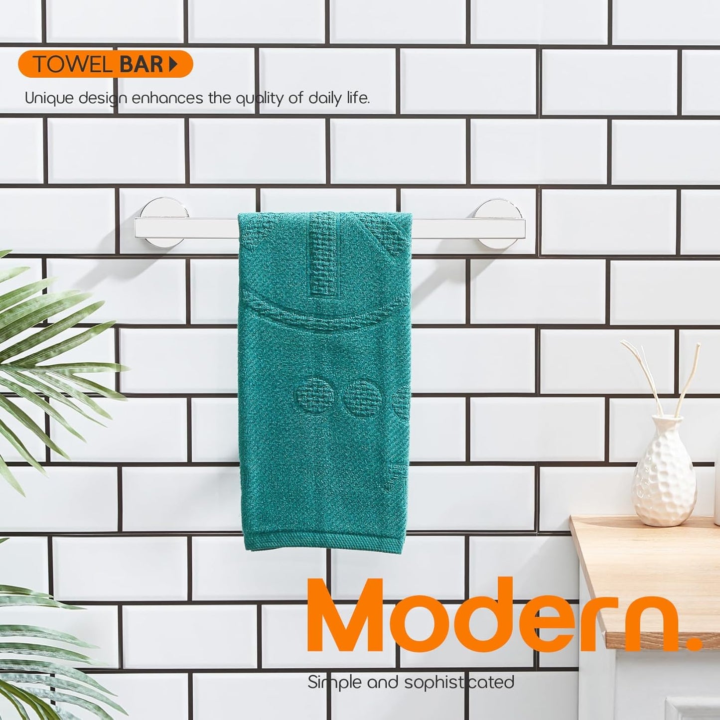 16 Inch Bathroom Towel Bar Bath Towel Rack Kitchen Towel Holder Towel Hanger Wall Mounted SUS304 Stainless Steel 2 Pack Polished Chrome AN4001CH-L16-P2