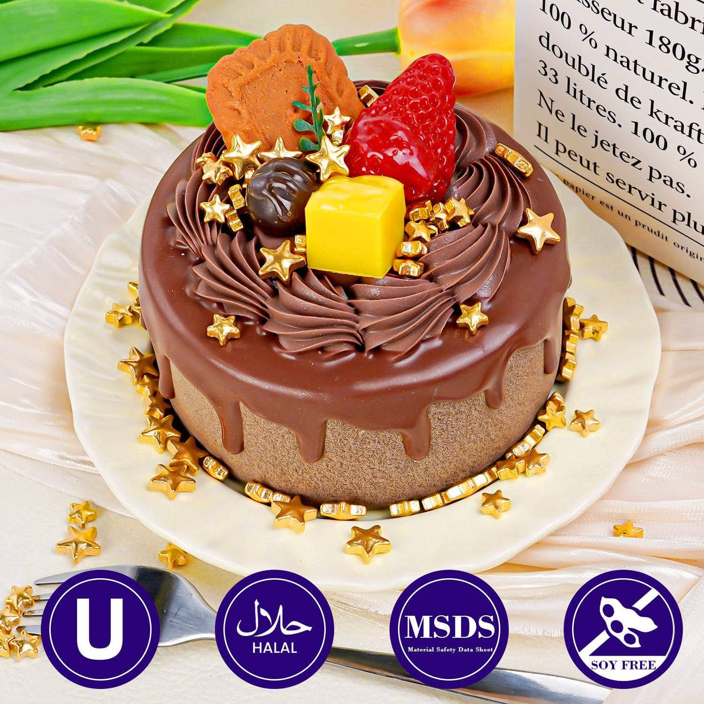 Dazzjoy Edible Gold Sprinkles, Star Sugar Candy Sprinkles for Cupcake Decorating, Food Grade, 4.23oz, Mix Size, Cupcake Toppers, Cake Decorations, Wedding Party Supplies