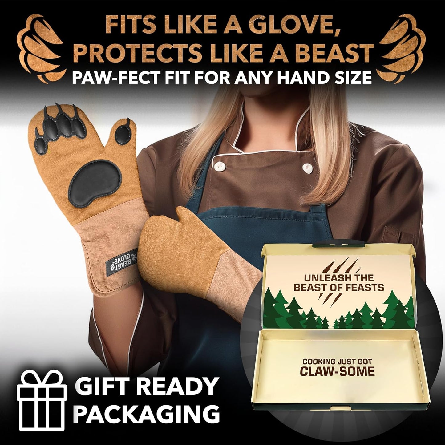 Bear Paw | Beast Glove Oven Mitts | Bear Hands Oven Mitts | Kitchen Pot Holders Set | Heat Resistant Oven Mittens for Kitchen
