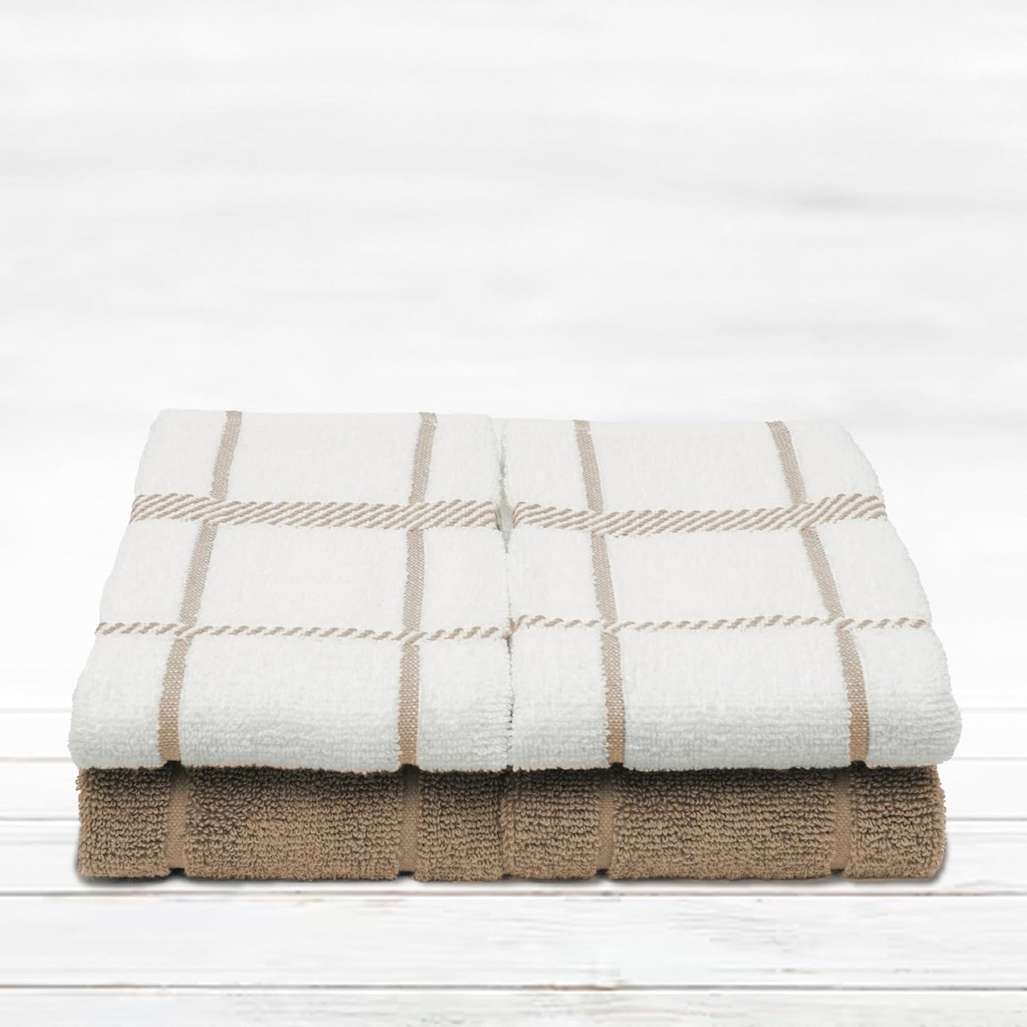 100% Cotton Terry Dish Towels, 4 pack16 x26 Inches, Super Soft and Absorbent Kitchen Towels, Perfect for Kitchen Cleaning and Dish Washing | Tan