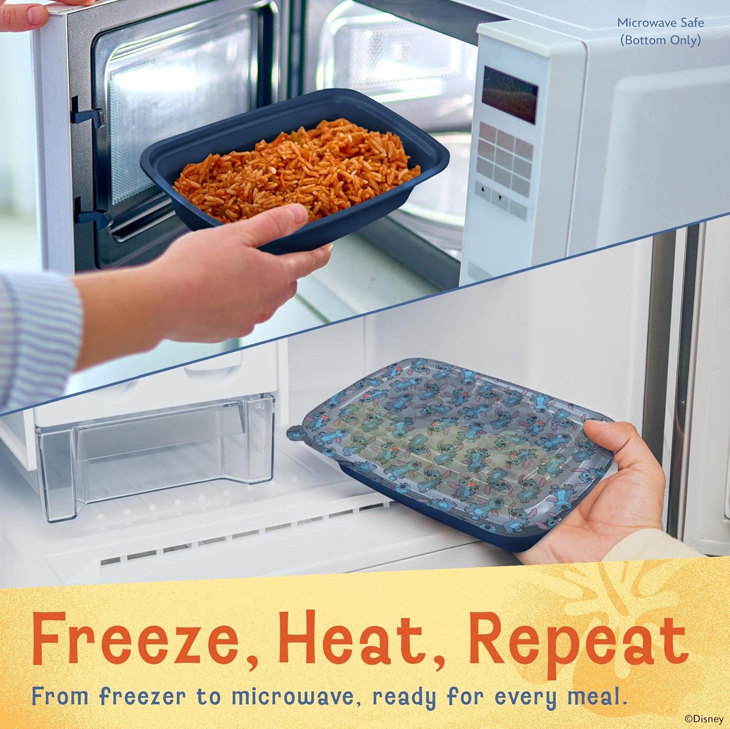 Disney Meal Prep Containers - 20-Piece Reusable Food Containers with Lids - Freezer, Microwave & Dishwasher Safe - Featuring Mickey & Minnie, Lilo & Stitch