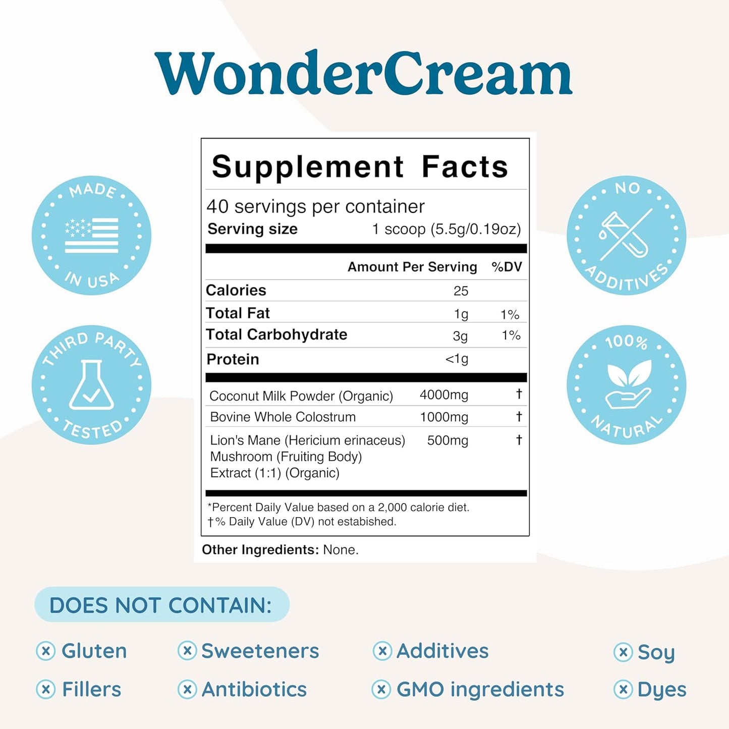 Bovine Colostrum Superfood Creamer Supplement Powder w/Organic Lions Mane Mushroom & Coconut Milk Powder MCTs | Functional Sugar Free Keto Coffee, Smoothie & Drink Mix Unsweetened