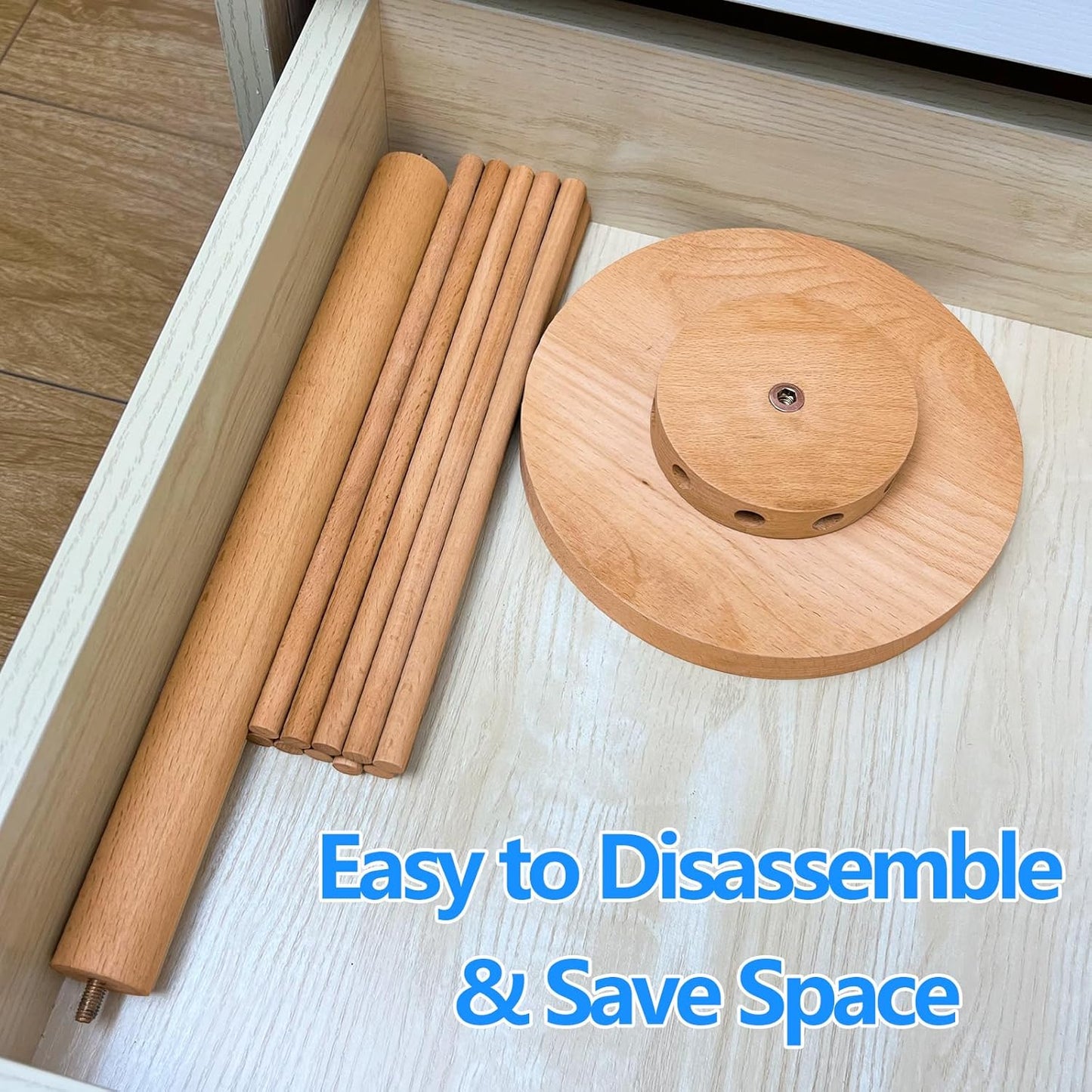 Beech Wood Pasta Drying Rack, 10-Arm Large Capacity, Detachable Fresh Spaghetti Noodle Tree Hanger, Larger Drying Area for Faster Drying Pasta, Prevents from Sticking