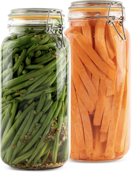 Galashield Glass Jars with Lids 67 oz Food Storage Jars with Airtight Lids Leak Proof Glass Canisters Kitchen Jars [Set of 2]