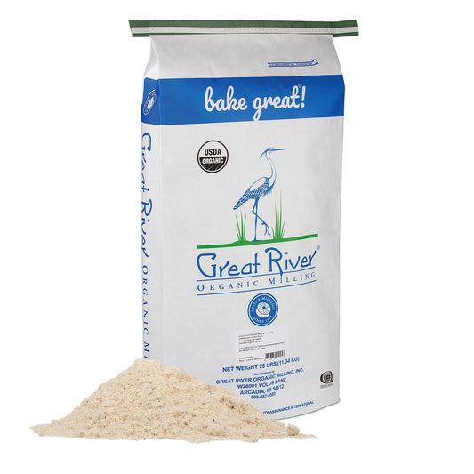 Great River Organic Milling Organic Unbleached Wheat Bread Flour | Artisan Bread Flour for Baking | Multi-Purpose Wheat, Unbromated, Non-GMO, Kosher | 25 Lb (Pack Of 1)
