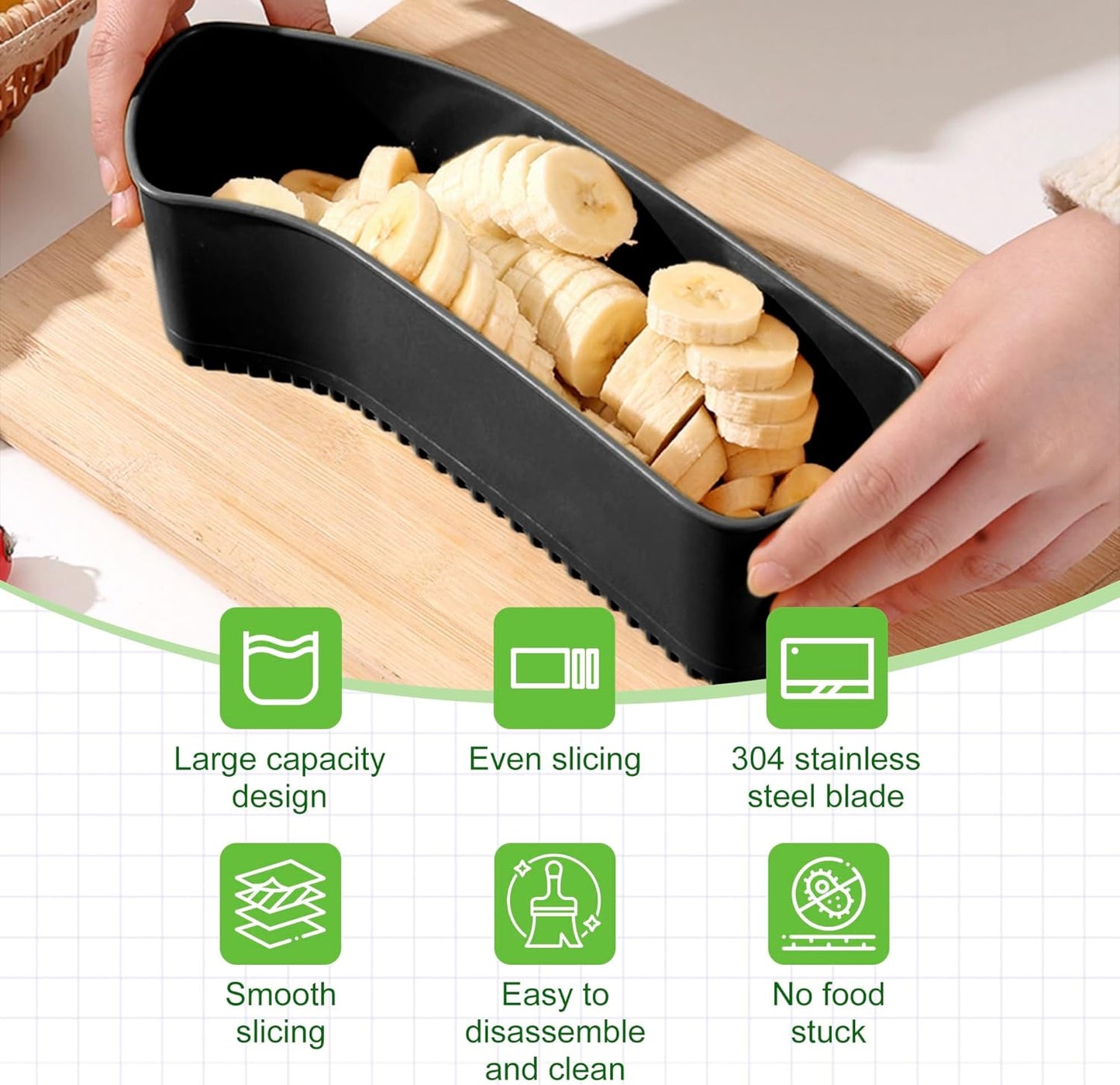 Fruit Slicer Banana Cutter, Strawberry Slicer, Cucumber, Speed for Egg Hot Dog Grape, Strawberry Cutter kitchen gadget(Black)