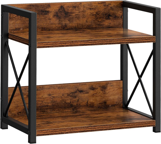 Giikin Countertop Shelf Organizer, 2 Tier Kitchen Spice Rack for Countertop, Wood Coffee Counter Shelf Organizer for Home (Brown, S)