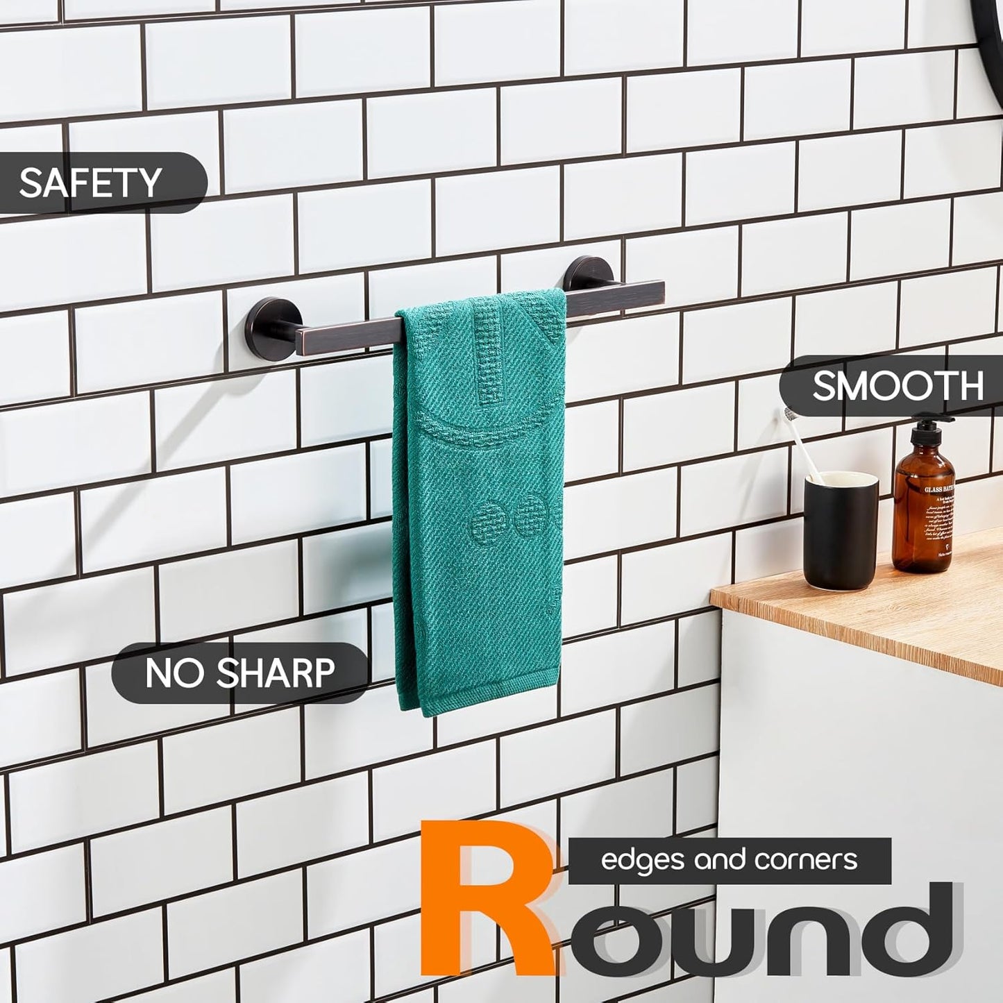 12 Inch Bathroom Towel Bar Bath Towel Rack Kitchen Towel Holder Towel Ring Wall Mounted SUS304 Stainless Steel Oil Rubbed Bronze AN4001ORB-L12