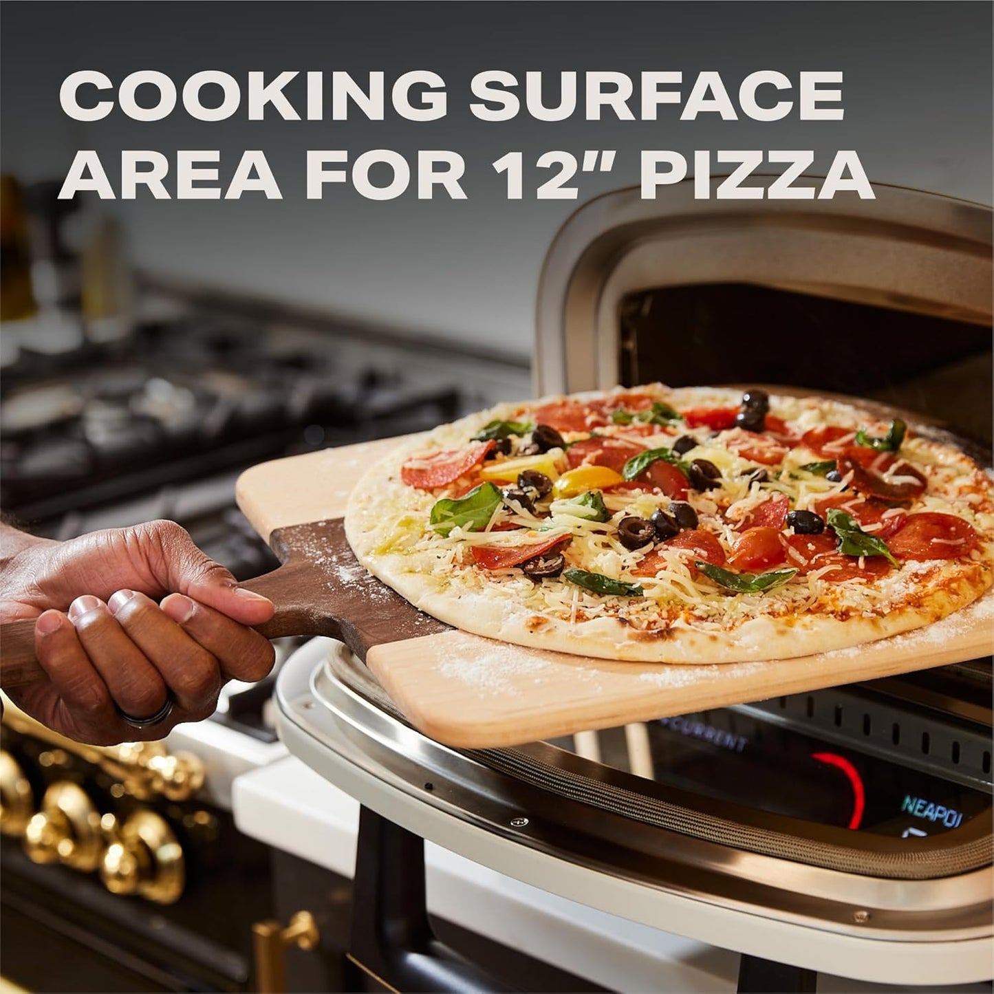 Current® Model P Smart Electric Pizza Oven, 12-Inch, 850°F Max, Multiple Cooking Modes, App Connectivity for Temperature Monitoring & Custom Cooking Times, Compact for Indoor & Outdoor Use, Dark Gray