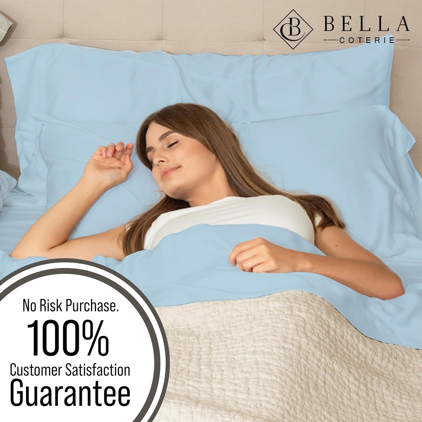 Bella Coterie Luxury Bamboo Viscose King Size Sheet Set | 100% Organically Grown | Ultra Soft | Cooling for Hot Sleepers | 18" Deep Pocket [Coastal Blue]