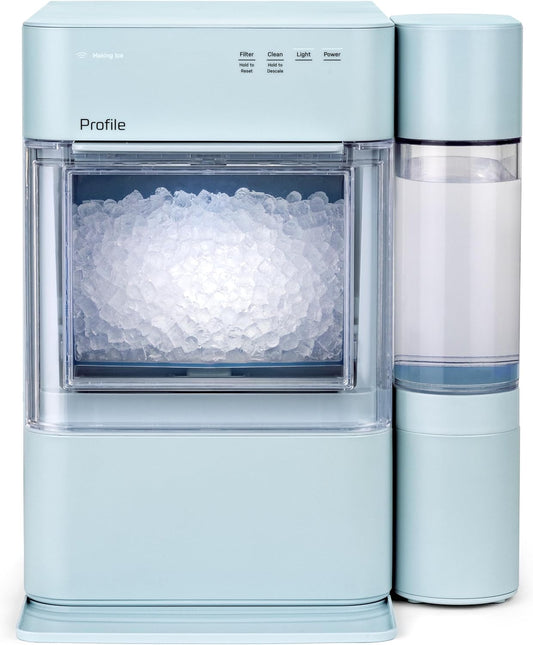 GE Profile Opal 2.0 XL with 1 Gallon Tank, Chewable Crunchable Countertop Nugget Ice Maker, Scoop Included, 38 lbs in 24 Hours, Pellet Ice Machine with WiFi & Smart Connected, Moonstone Blue