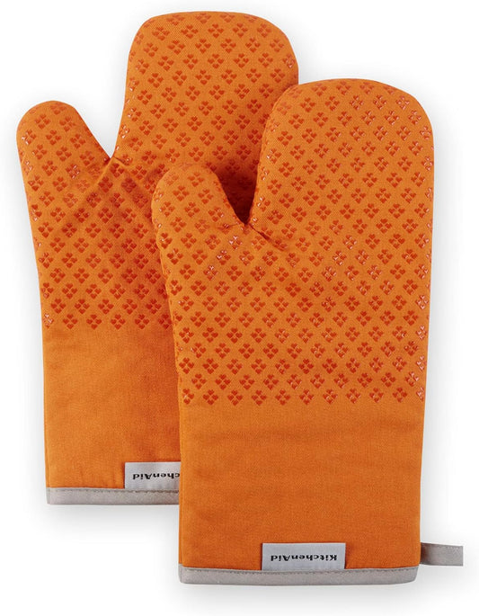 KitchenAid Asteroid Oven Mitt Set, Honey Orange 7"x12.5"