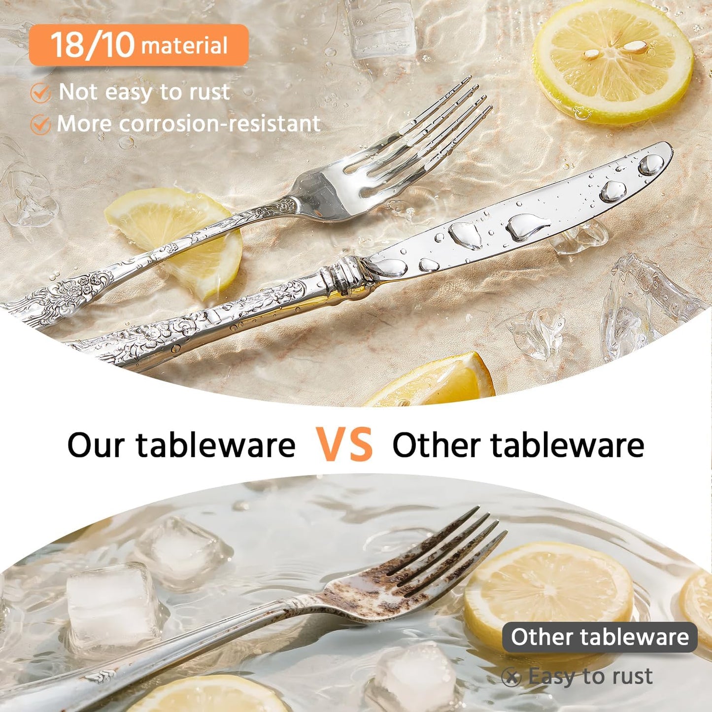 KINGSTONE Vintage Carved Silverware Set, 20-Piece 18/10 Stainless Steel Flatware Cutlery Set with Retro Royal Thick Handle, Tableware Utensils for Home, Restaurant, party, Wedding, Dishwasher Safe