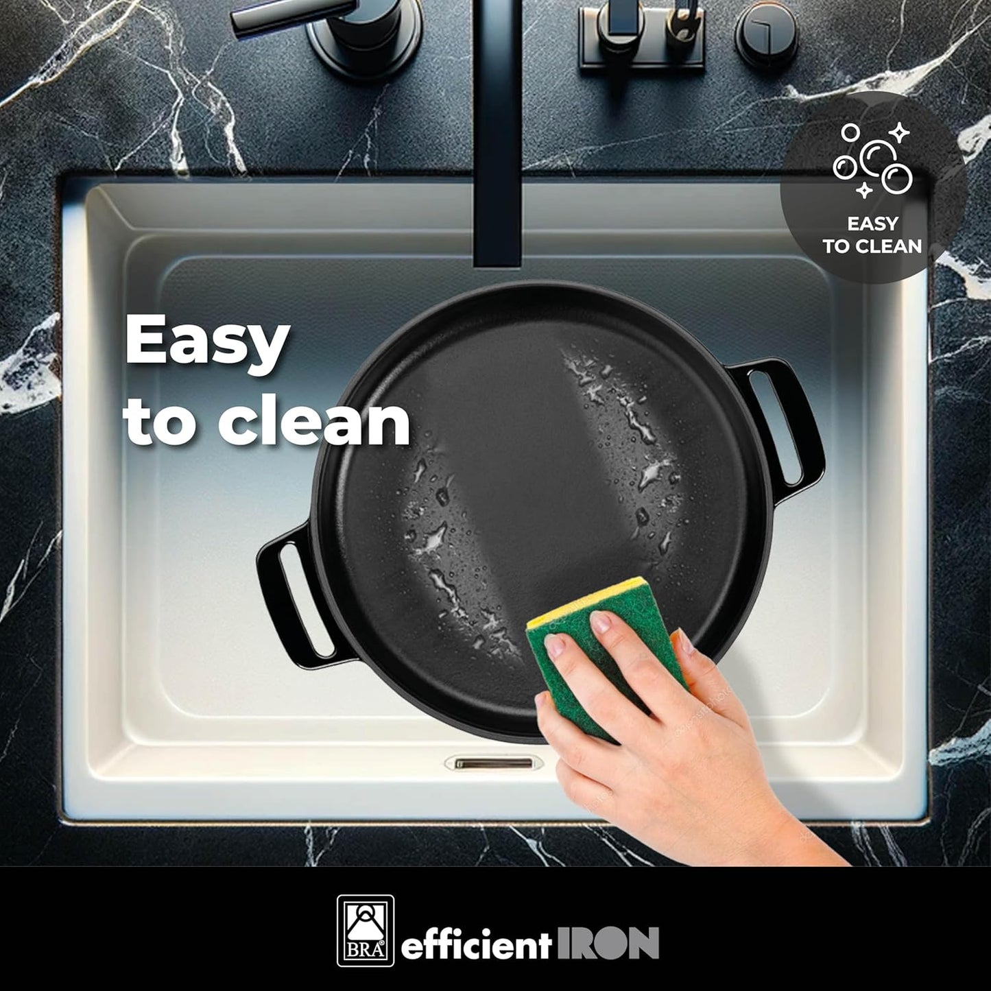 BRA COOKWARE Efficient Iron Round Smooth Grill | 12.6 inches Cast Iron Round Griddle | All Heat Sources Compatible | PFOA Free | Without Non-Stick | Silicon Handle | Non Deformable