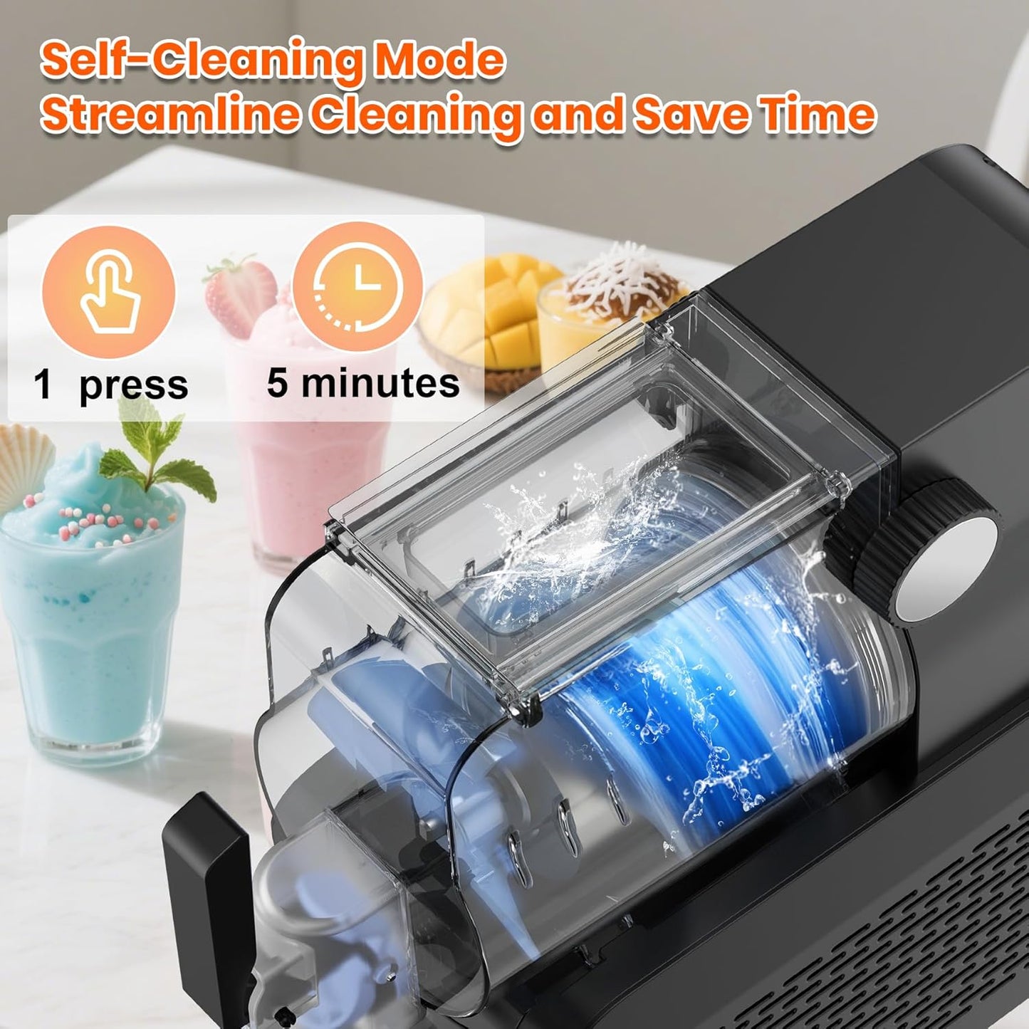 88 oz Slushie Maker Machine All-in-One Frozen Drink Machine for Home No Ice Needed 5 Smart Presets | Low Noise | Self-Cleaning | Ideal for Smoothies, Frappés, Milkshakes, Margaritas, Cocktails