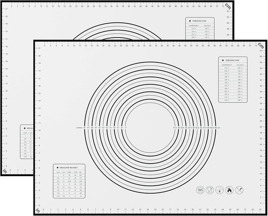 BlueBark 2 PCS - 24"L x 16"W Non-stick Silicone Baking Mat for Pastry & Dough, Sourdough Bread Making Tools, Kitchen Counter, Cooking Enthusiasts