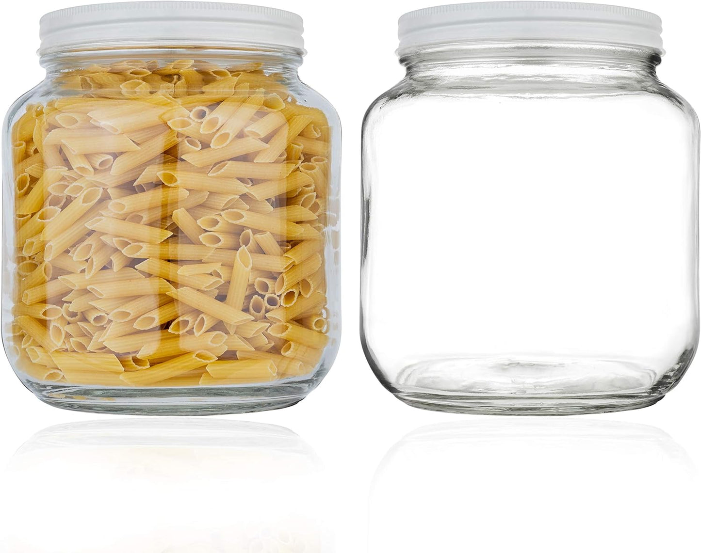 kitchentoolz 2 Pack Large Mason Jars Wide Mouth 64 oz – Half Gallon Glass Jar with Lid – 1/2 Gallon Mason Jar Airtight for Canning, Storing, Brewing, Pickling – Big Mason Jar with Lid