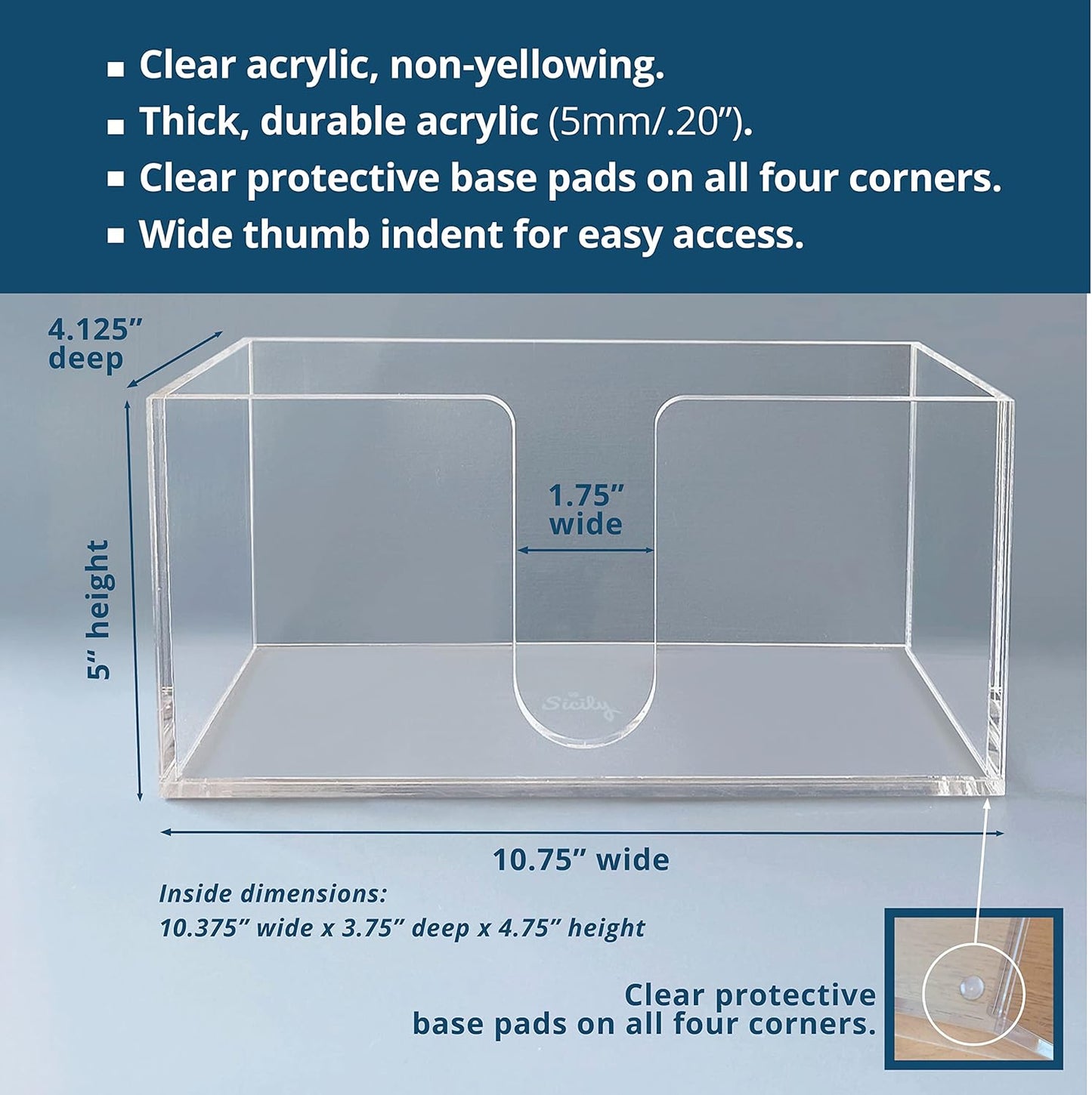 Acrylic Paper Towel Holder (5mm Acrylic) Paper Towel Dispenser Countertop-Bathroom, Kitchen (10.75”W x 4.125”D x 5”H) Napkin Holder-Tri-fold Disposable Napkins Home, Restaurant