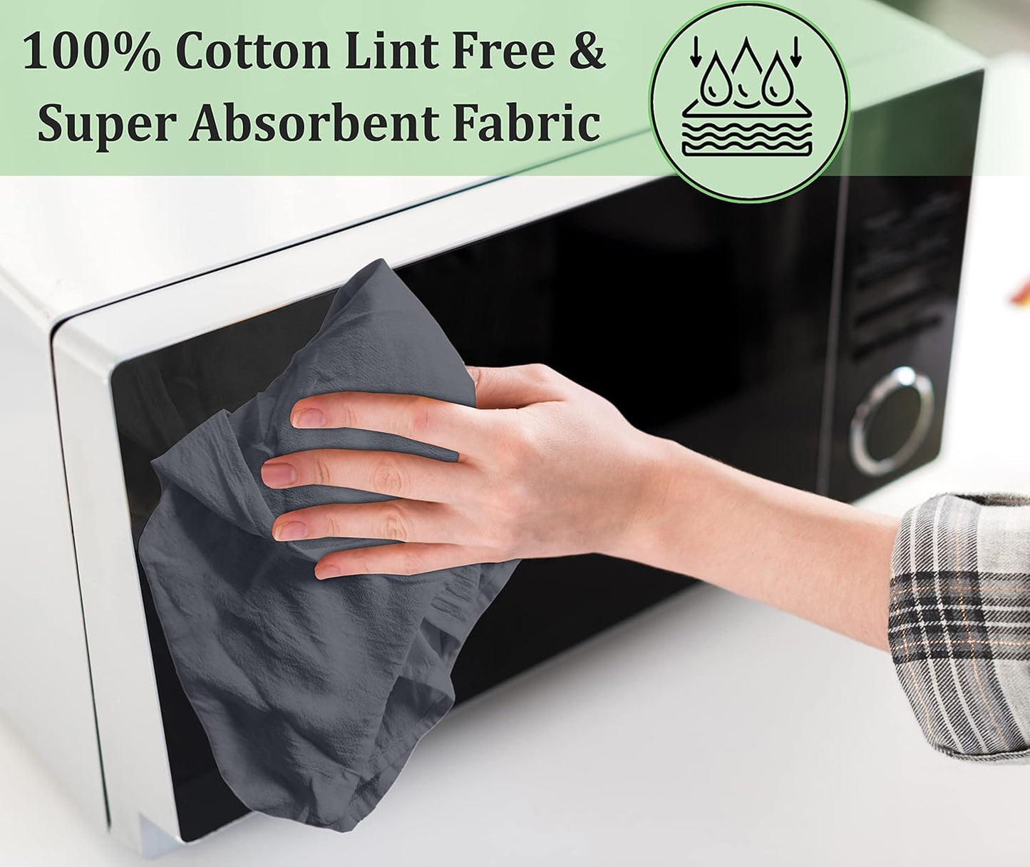 RUVANTI Flour Sack Towels 12 Pack 28 x 28 Inches, Ring Spun 100% Cotton Dish Towel, Machine Washable, Absorbent - Flour Sack Kitchen Towels for Drying and Cleaning - Grey